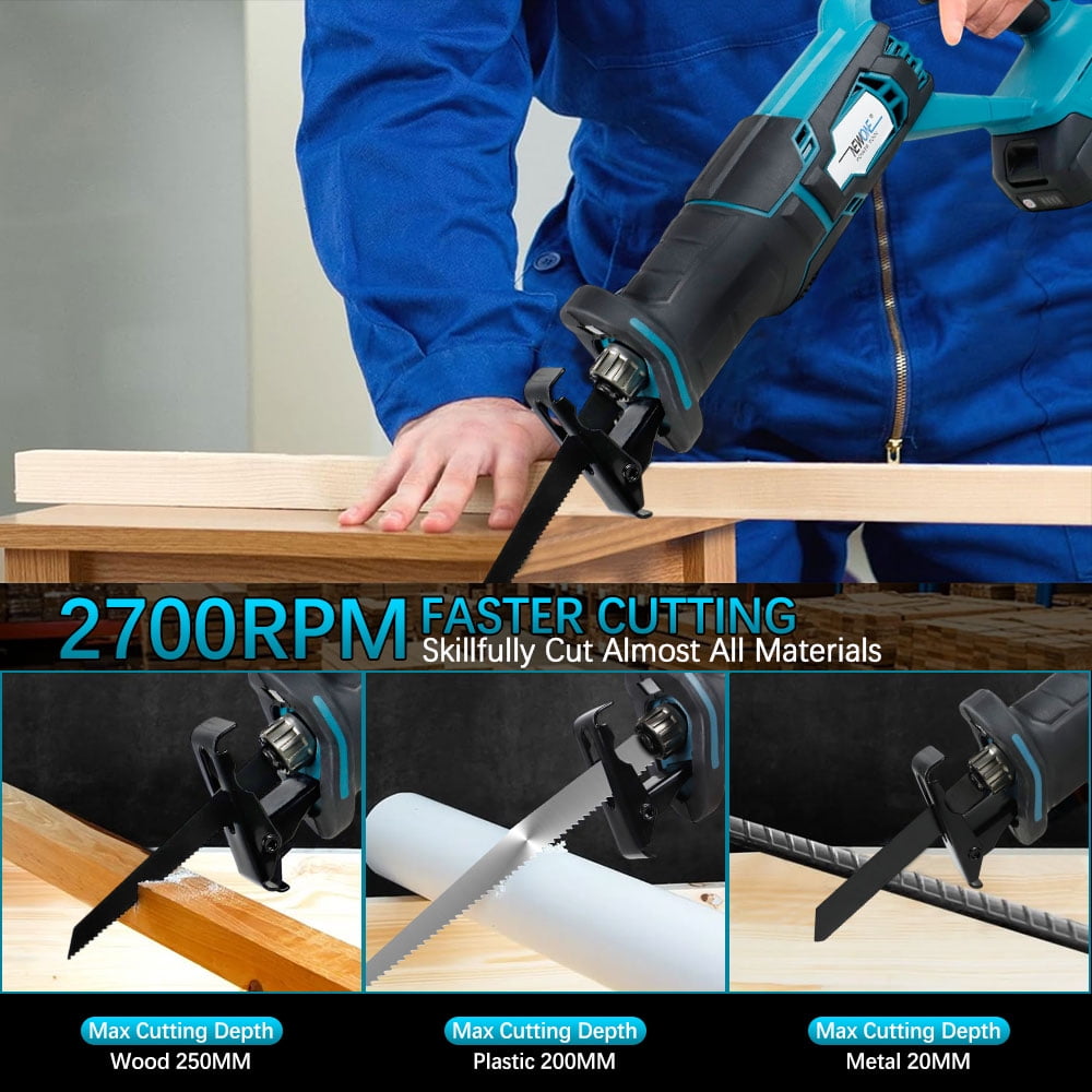 NEWONE Cordless Reciprocating Saw Kit 20V Brushless Motor with 2 Batteries and 7 Saw Blades (20V, 7-Piece Set) ilqss