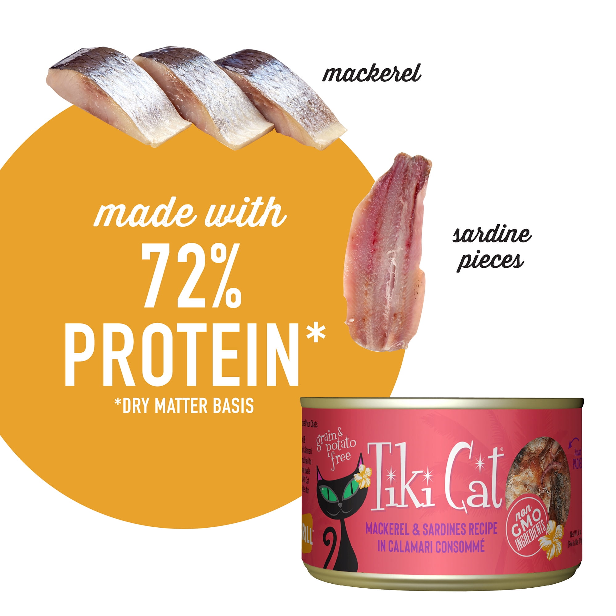 Tiki Pets Cat Grill Wet Cat Food, Mackerel & Sardines Recipe (6 oz) uzgeh