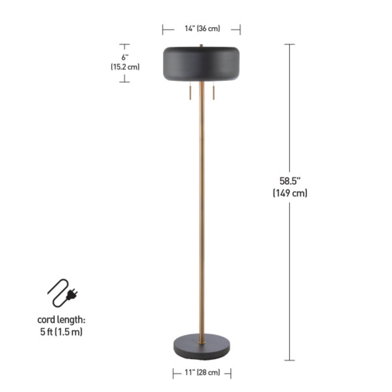 Globe Electric Novogratz Industrial Floor Lamp (Metallic Dark Gray, 58.5 in) zf6c3