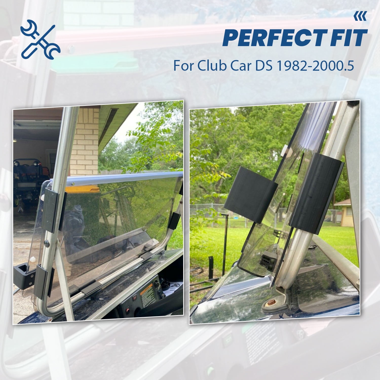 Kojem Folding Golf Cart Windshield for Club Car DS 1982-2000.5 (Tinted, 39.25 in x 36.75 in) s9mnk