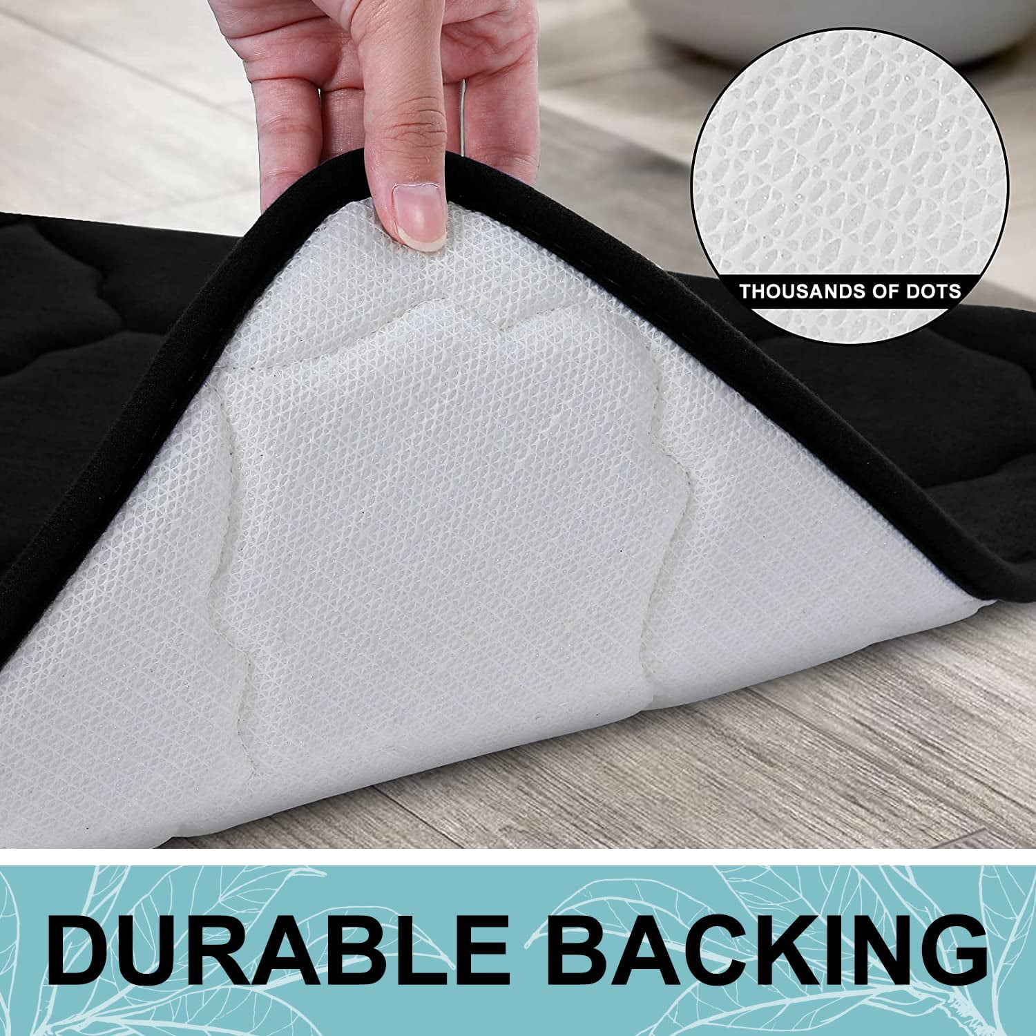 Buganda Memory Foam Bathroom Rug, Ultra Soft Absorbent Non-Slip Bath Mat for Floor (Black, 24 in x 16 in) t3k7q