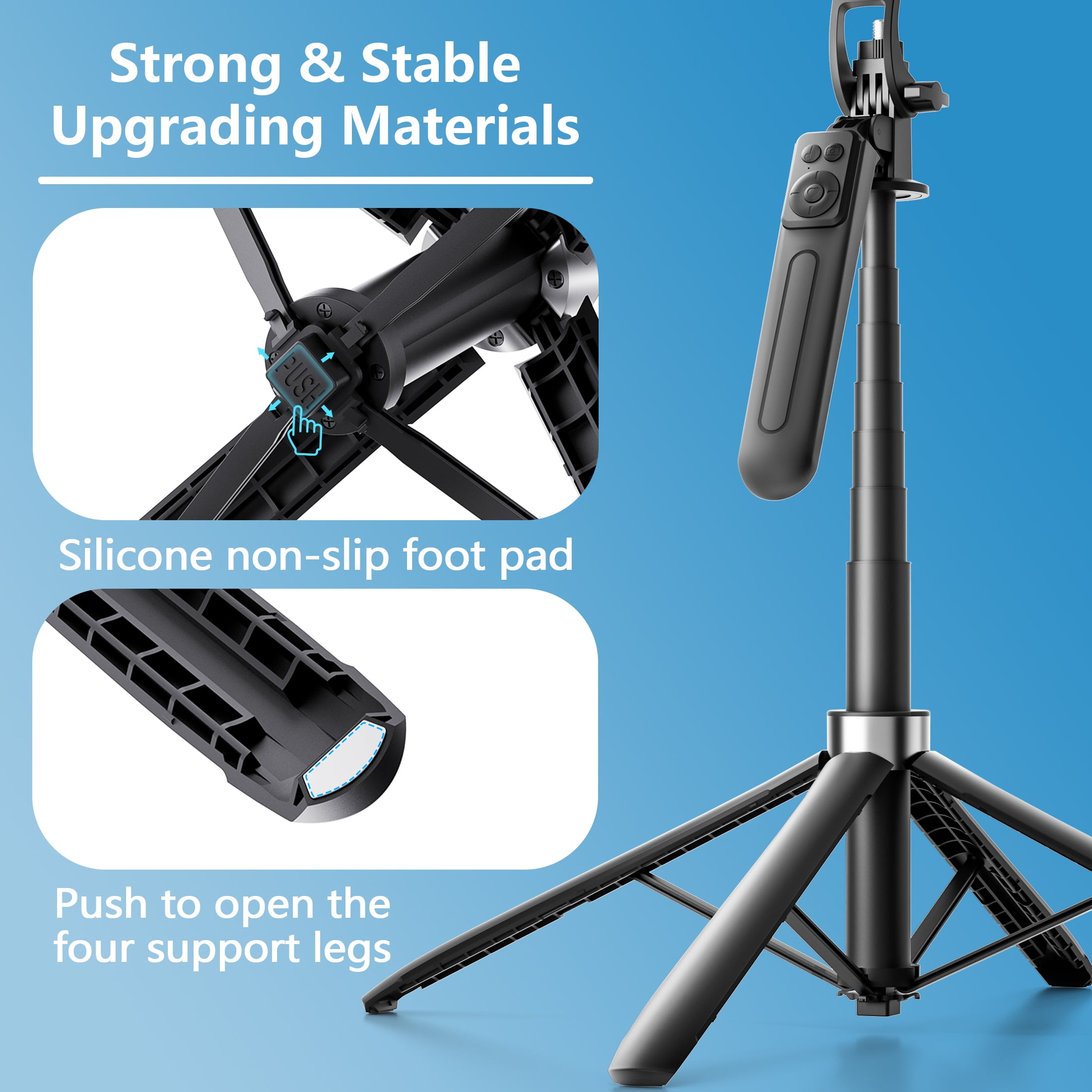 COSJM Phone Tripod and Selfie Stick with Remote, 71 in Extendable Stand for Video Recording and Content Creation (Black, 71 in) 690xr