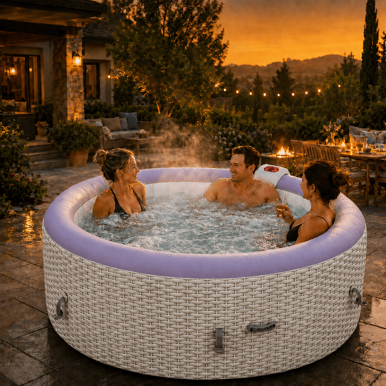 Segmart Inflatable Hot Tub Portable Outdoor Spa with 110 Bubble Jets and Heating System (2-4 Person, 221 gal) 8bsrw
