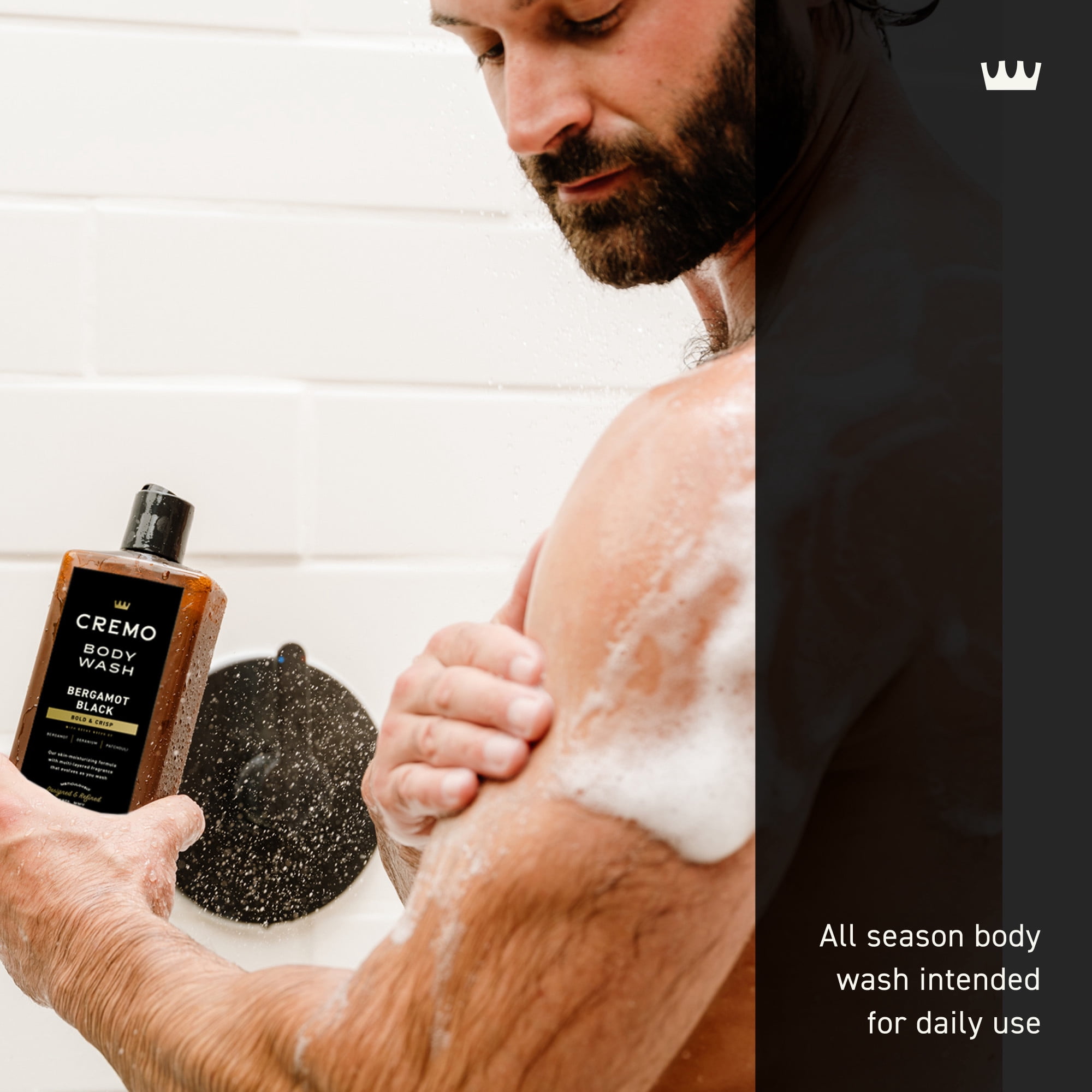 Cremo Men's Body Wash, Bergamot Black Scent, Moisturizing Formula (Black, 16 fl oz) gvryl