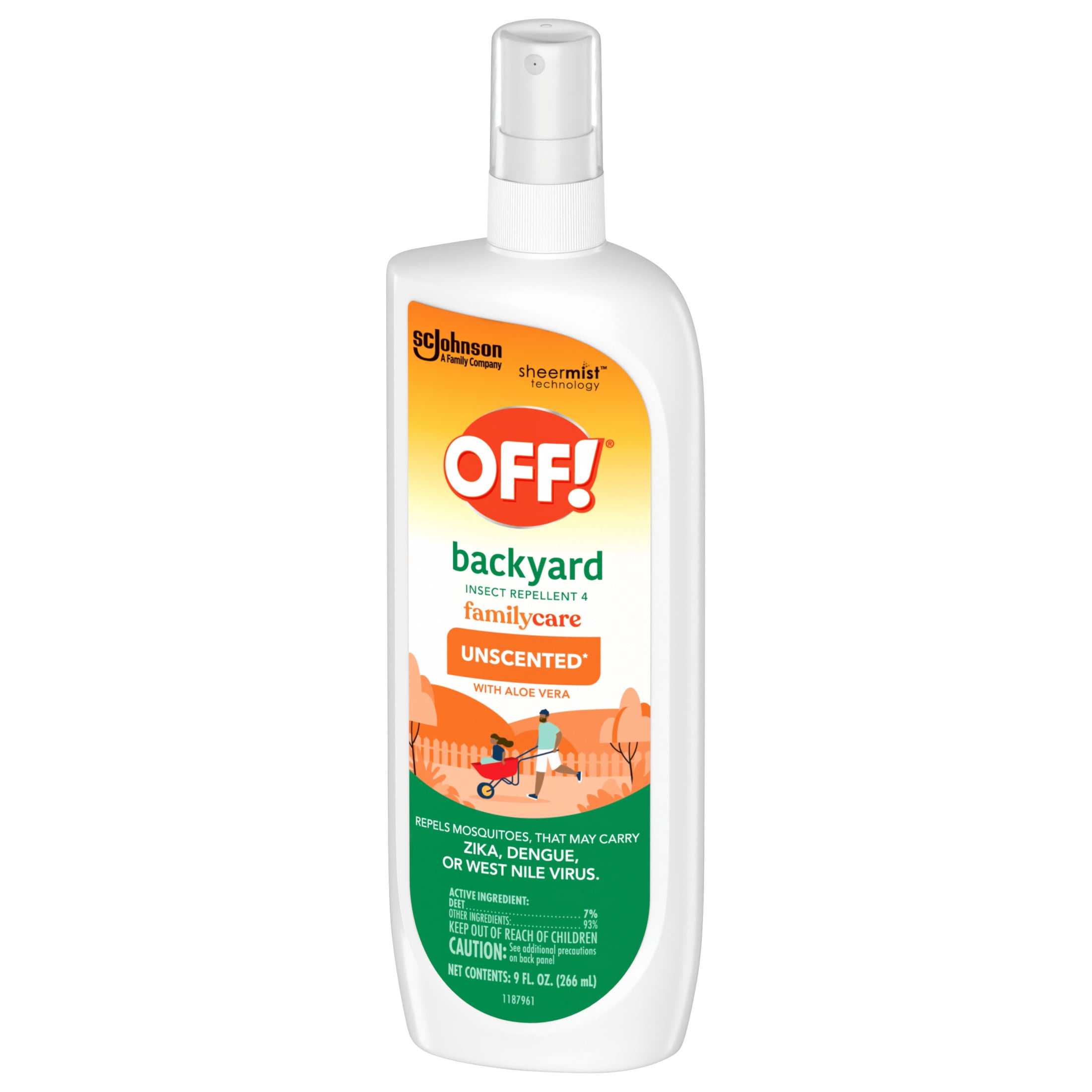 OFF! FamilyCare Insect Repellent, Unscented Mosquito Spray with Aloe Vera (Clear, 9 oz) 6bor5