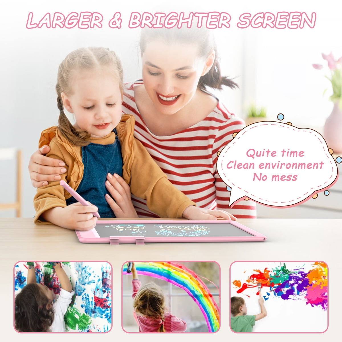 Xueyu LCD Writing Tablet for Kids, 10 Inch Reusable Doodle Board, Educational Drawing Pad for Travel (Pink, 10 in) z8mia