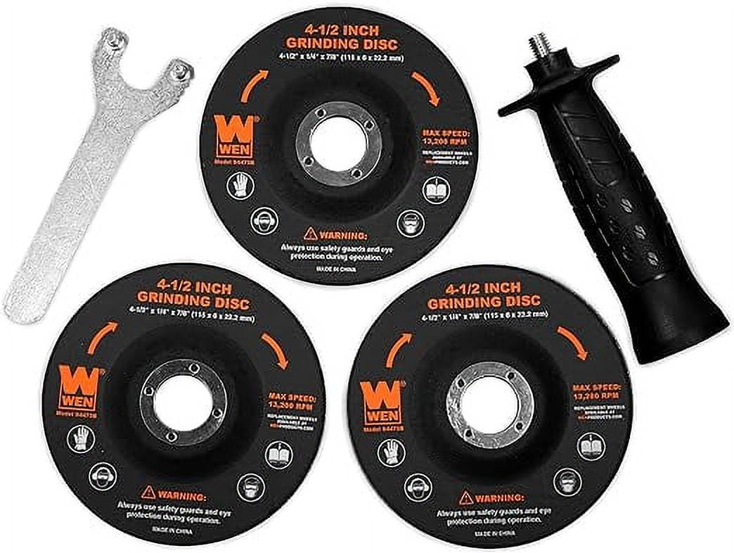 WEN 7.5-Amp 4-1/2-Inch Corded Angle Grinder with 3 Discs and Carrying Case (Black, 4 lb) muein