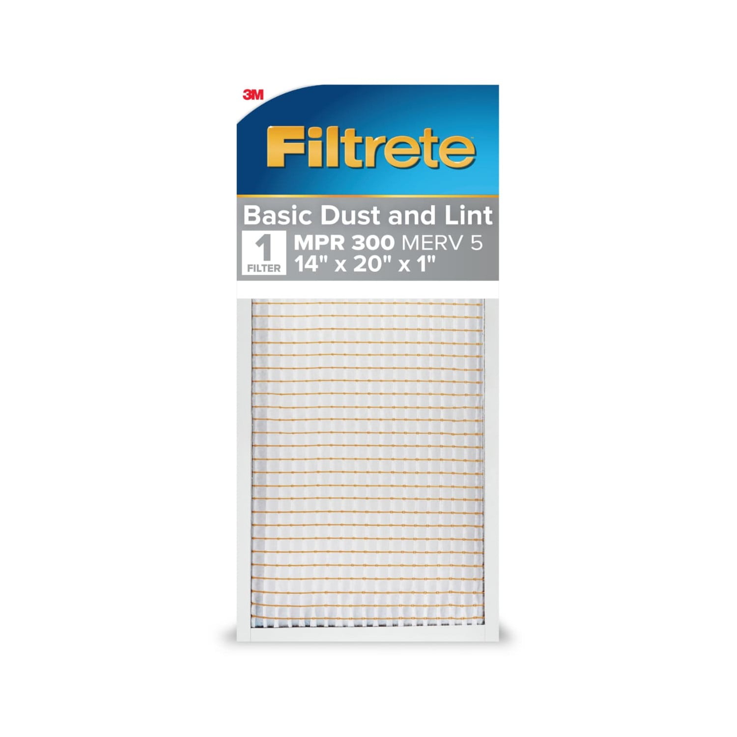 Filtrete 14x20x1 Air Filter, MPR 300 MERV 5, HVAC Dust Reduction (14 in x 20 in x 1 in, 1 Pack) jr019