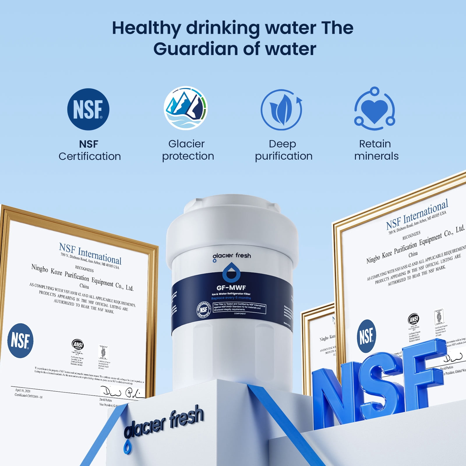 Glacier Fresh Refrigerator Water Filter Replacement for MWF, MWFP, MWFA, GWF, FMG-1 (1 Pack) bg2ad