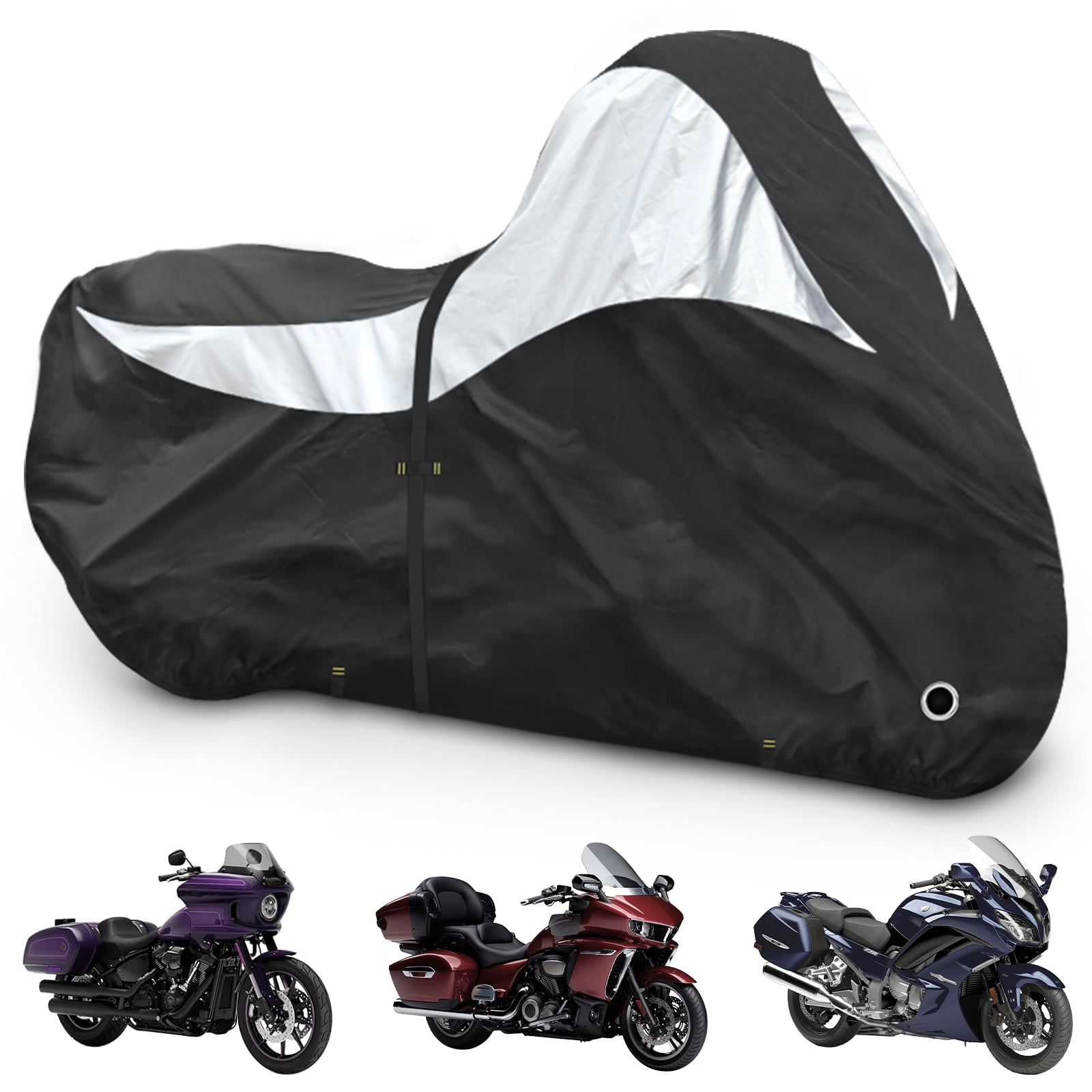 Zenicham 600D Motorcycle Cover Heavy Duty Waterproof Outdoor Storage Shield (Black, 96 in) zdcvx