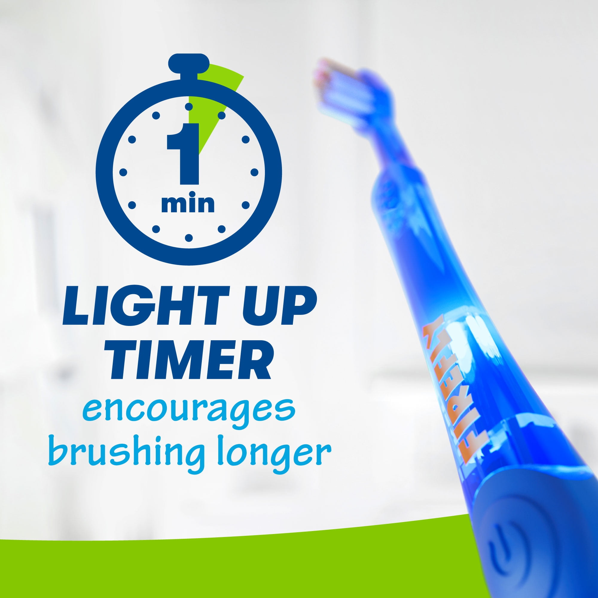 Firefly Kids Light Up Timer Toothbrush, Soft Bristles, Oral Care Set (Blue and Green, 2 Count) alqsg
