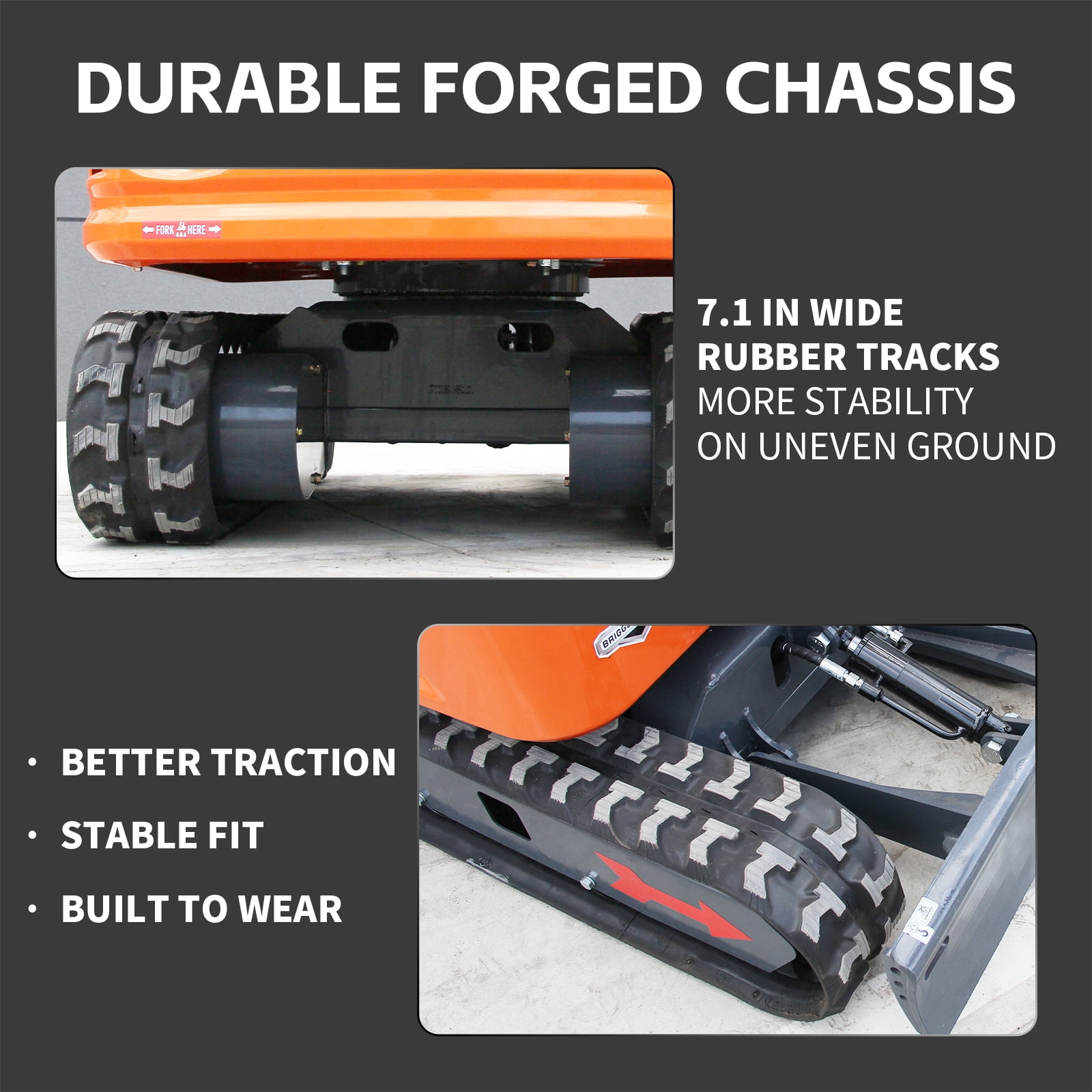 DigMaster 1.2 Ton Mini Excavator with 13.5 HP Gasoline Engine and Hydraulic Thumb (Orange, 2650 lb) diey3