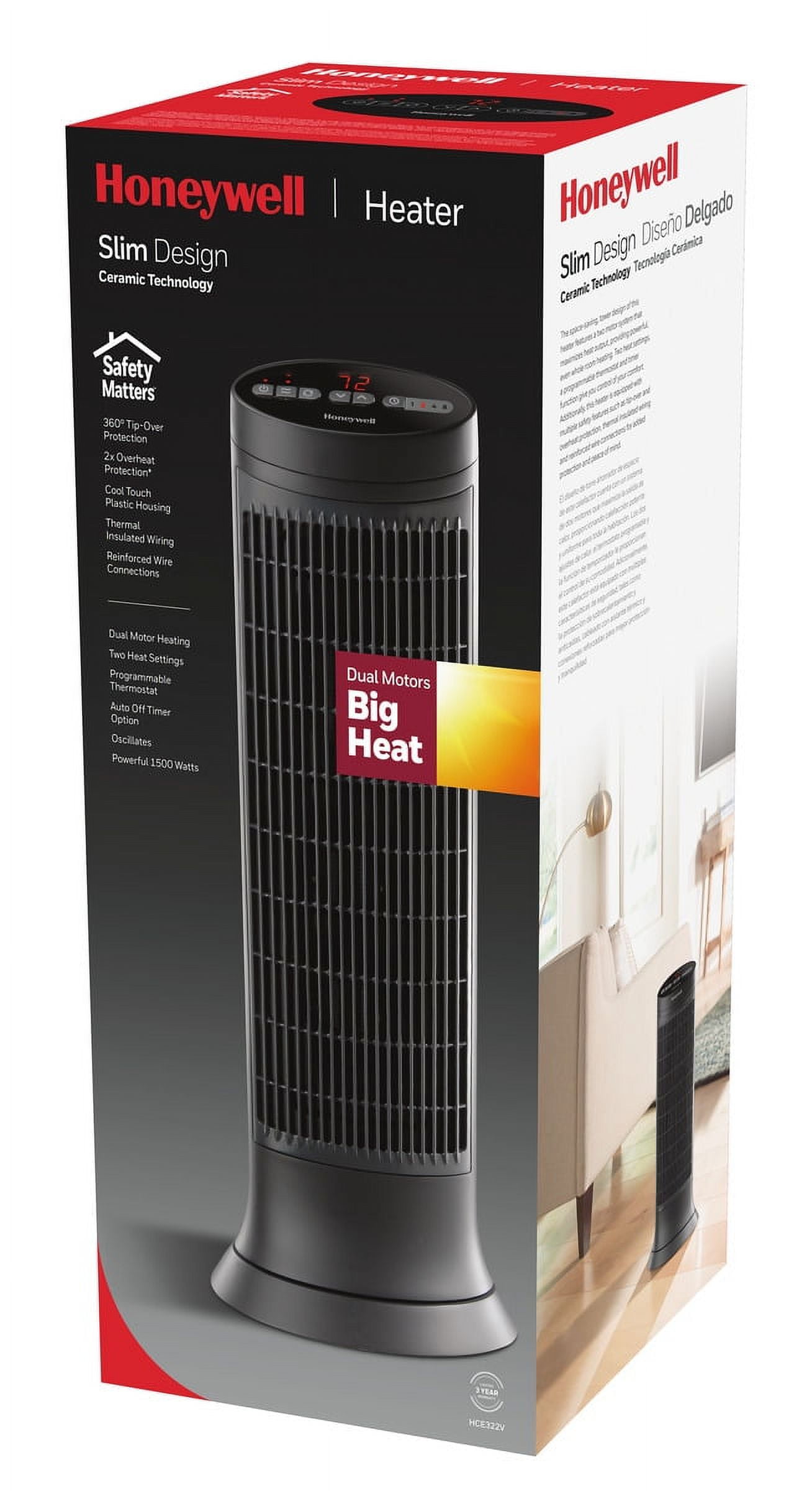 Honeywell Digital Ceramic Tower Portable Heater with Programmable Thermostat and Oscillation (Dark Grey, 1 Unit) jsu8s