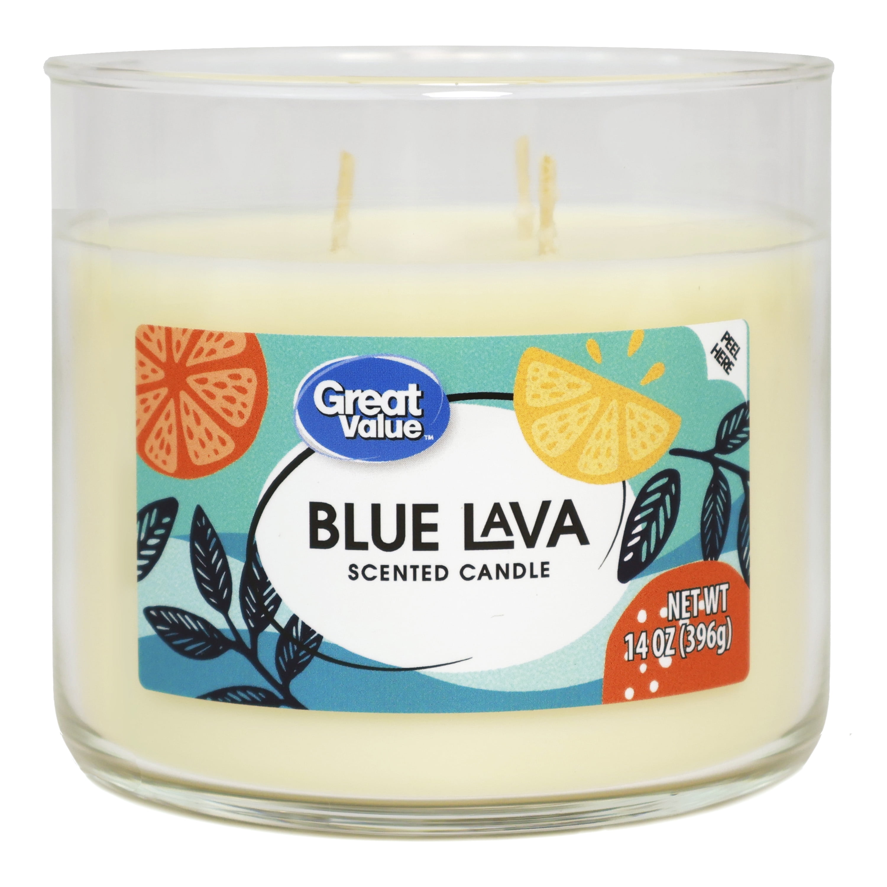 Great Value Scented Candle, 3-Wick Soy-Blend Wax, Blue Lava Fragrance (Blue, 14.5 oz) 0kfbo