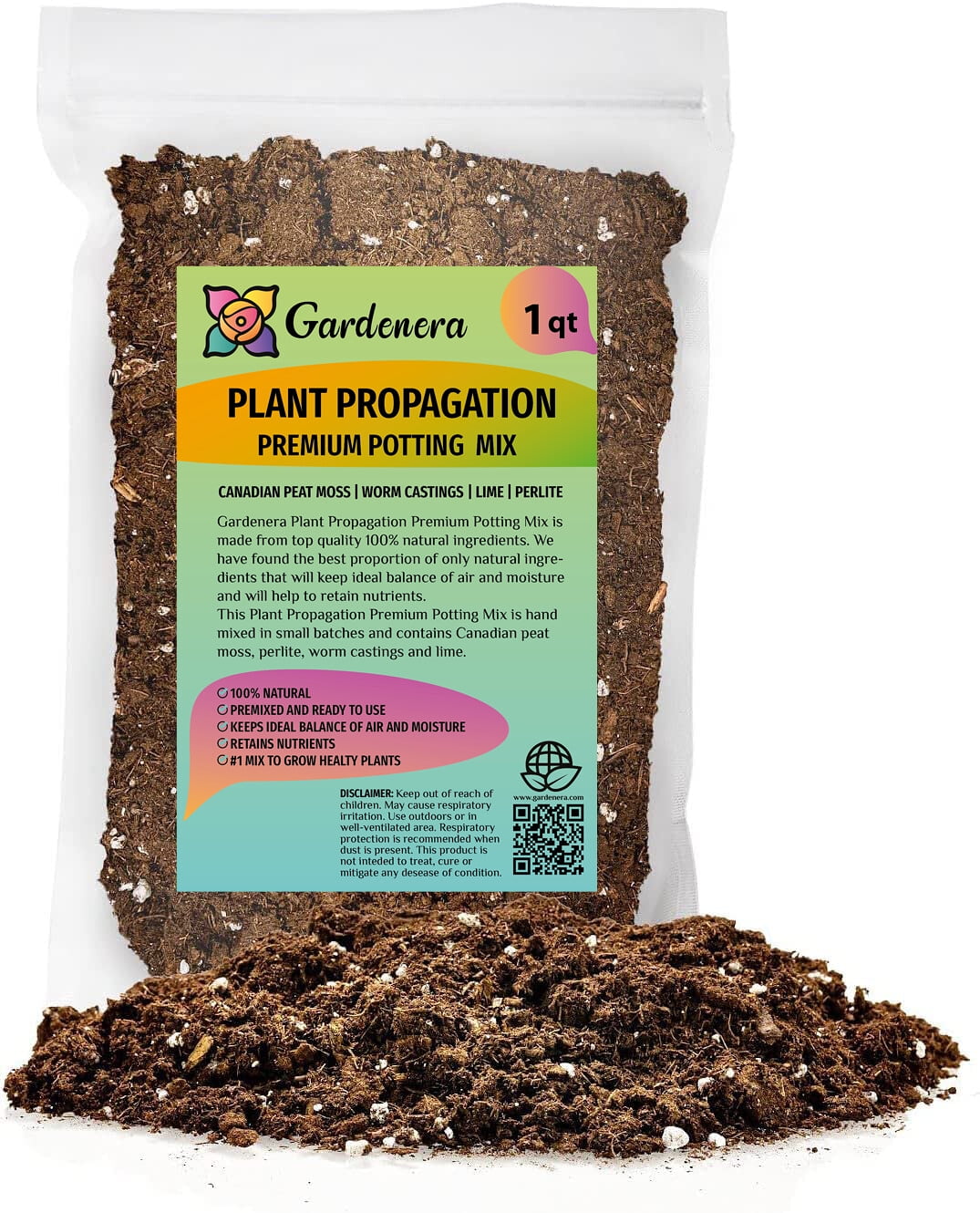 Gardenera Plant Propagation Potting Mix, Nutrient-Rich Organic Soil Blend for Cuttings and Seeds (1 Quart) lwg1y