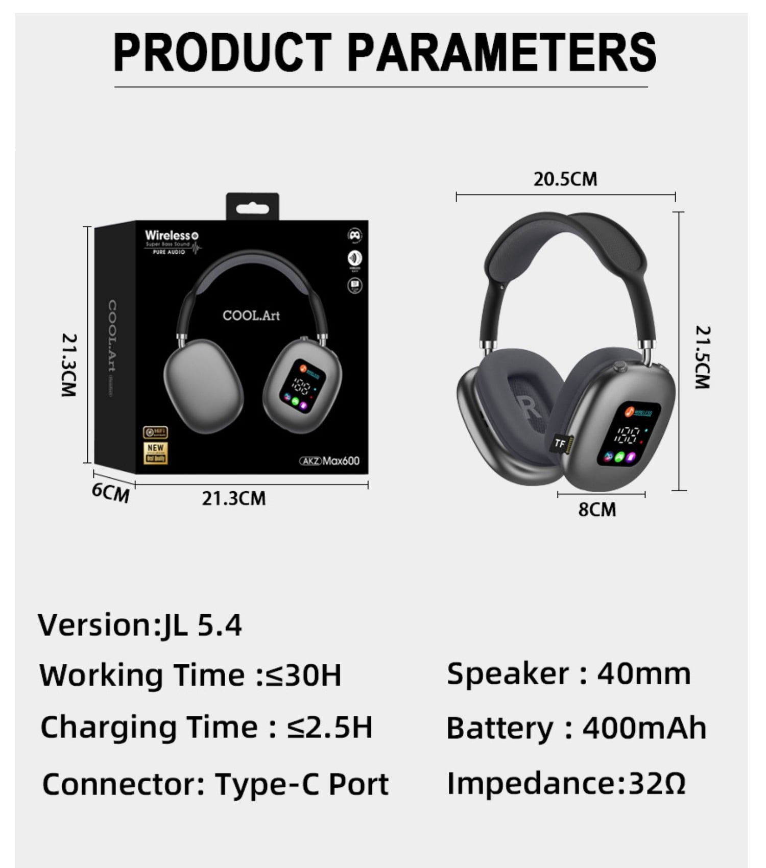 aomogo Wireless Bluetooth 5.4 Gaming Headphones with Active Noise-Cancelling Microphone (Black, One Size) clsku