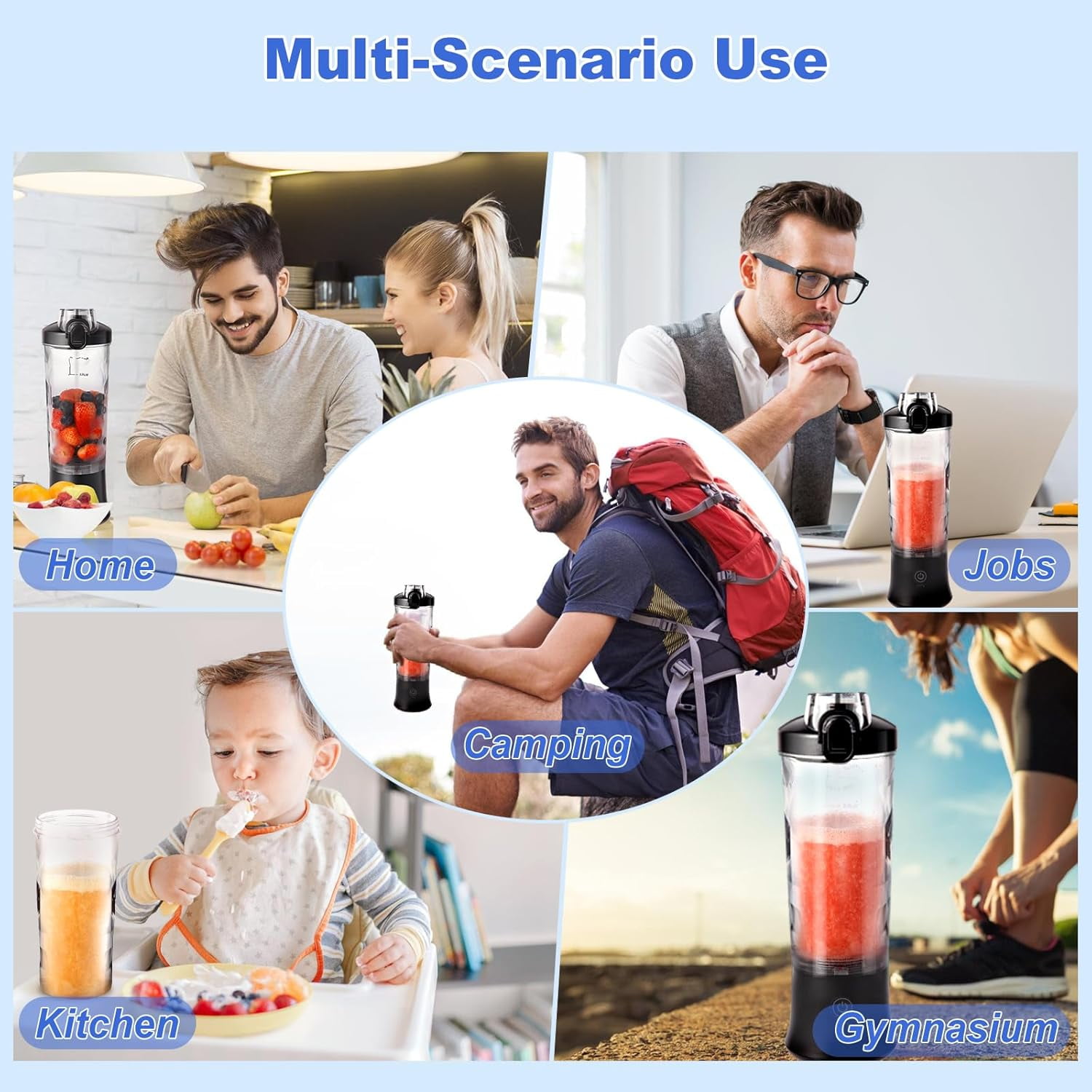 ORFELD Personal Portable Blender for Shakes and Smoothies, Rechargeable Cordless Smoothie Maker (20 oz) 53z78