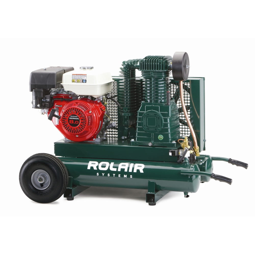 Rolair 8422HK30-0001 2-Stage Wheelbarrow Air Compressor with Honda Engine (Green, 9 gal) 632q4