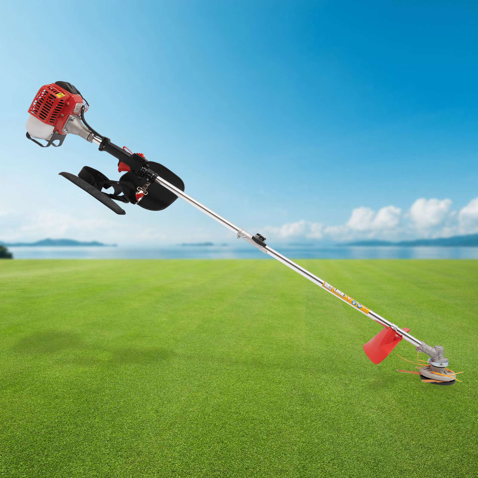 Generic 26CC Gas Powered Weed Wacker Trimmer with Dual Blade Heads (Red, 26CC) bx906