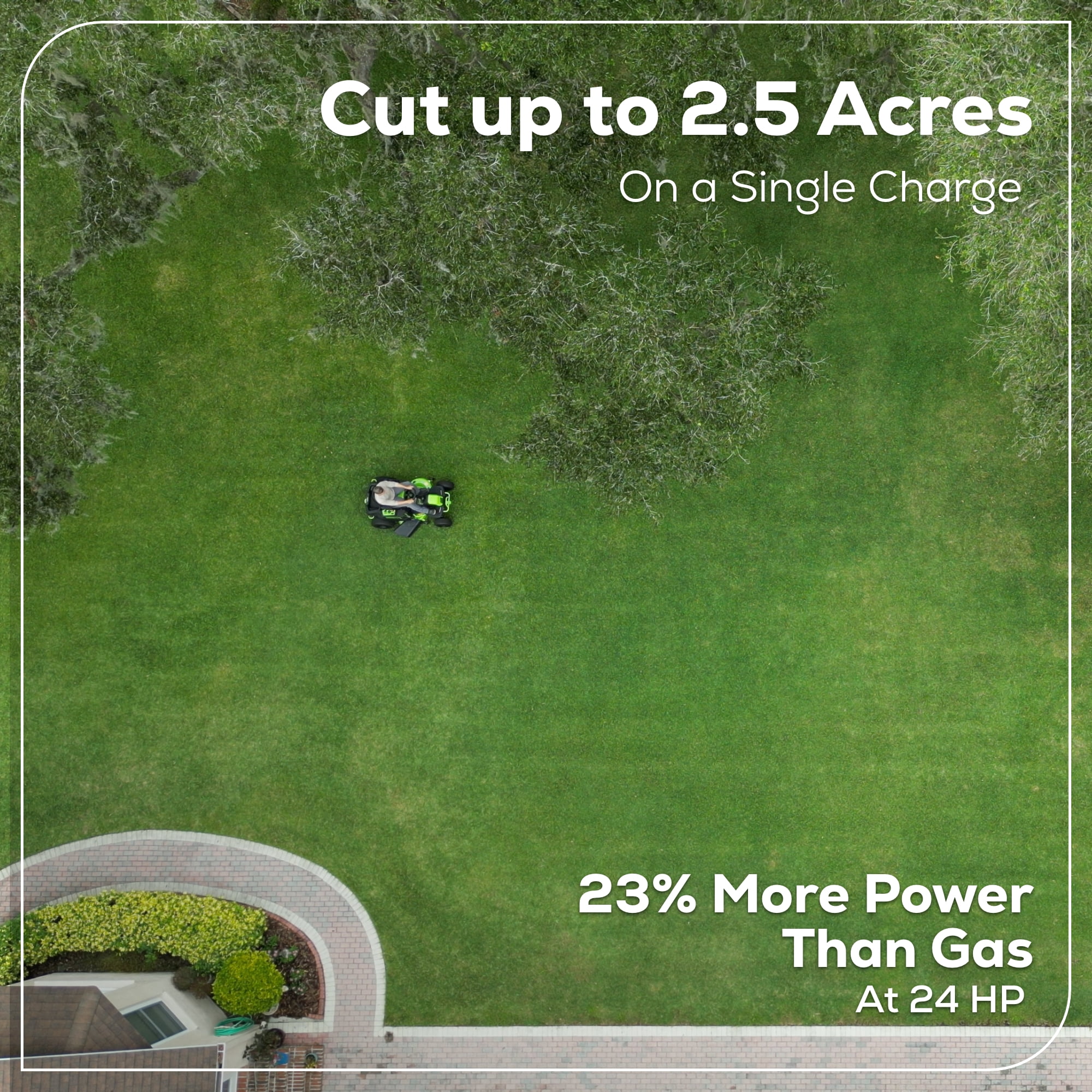 Greenworks 60V 42-in Cordless Electric Riding Lawn Mower with (6) 8.0Ah Batteries and (3) Dual Port Turbo Chargers sksom