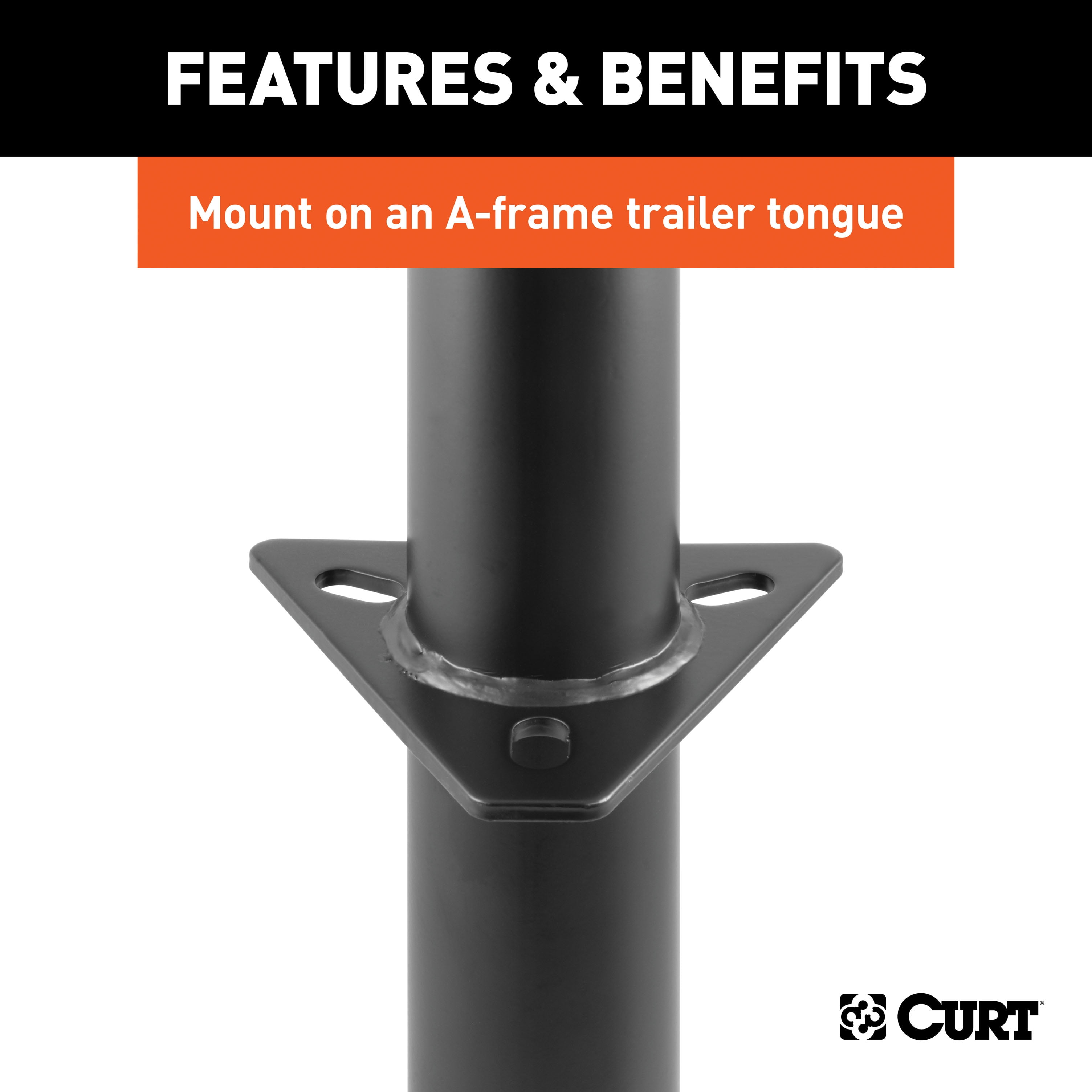 CURT 28202 A-Frame Trailer Jack, Heavy-Duty Tongue Support, 2,000 lb Capacity (14.75 in Vertical Travel) oewy1