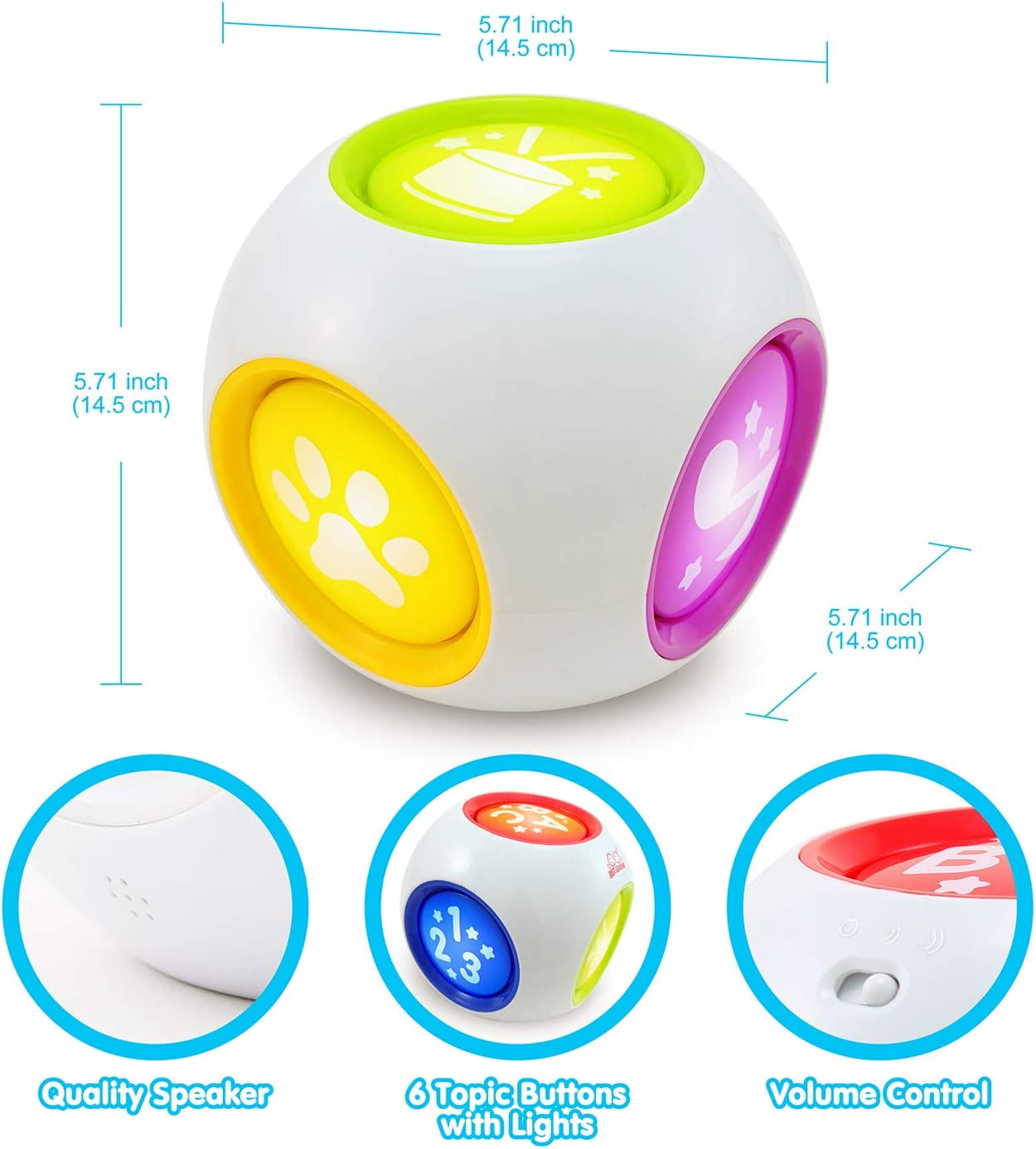 BEST LEARNING Interactive Learning Cube Educational Activity Toy for Infants (White, 6 in x 6 in x 6 in) dd3up