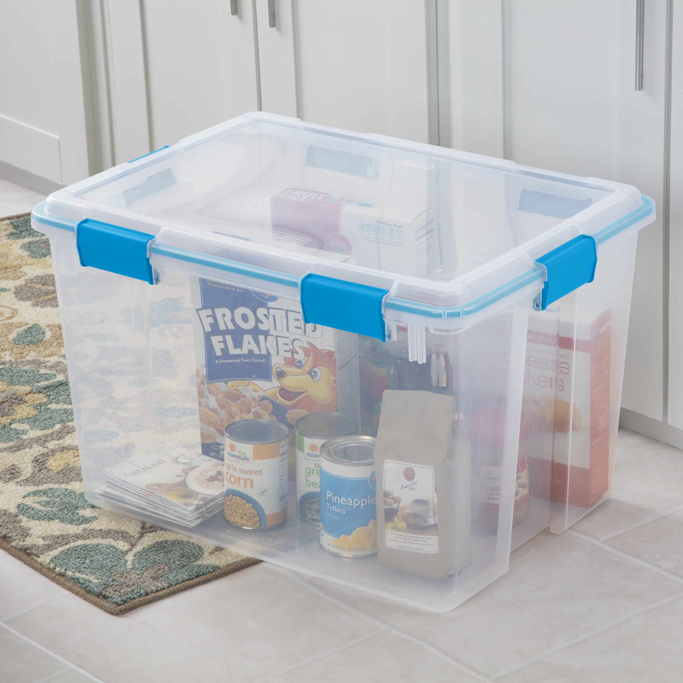 Sterilite Gasket Box Weather-Resistant Storage Bin with Latch Lid (Clear, 80 Quart) 9eyc2