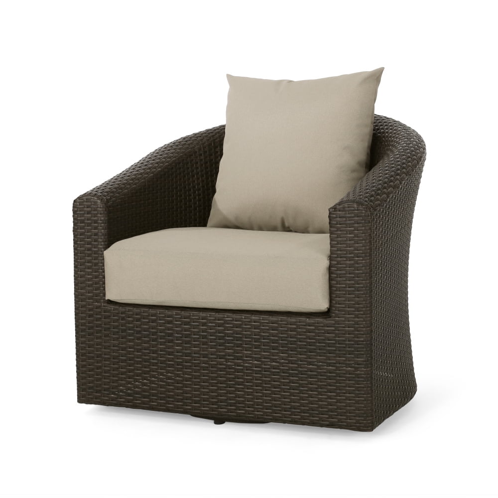 Generic Outdoor Swivel Wicker Chair with Aluminum Frame (Brown, 1-Pack) cpjz3