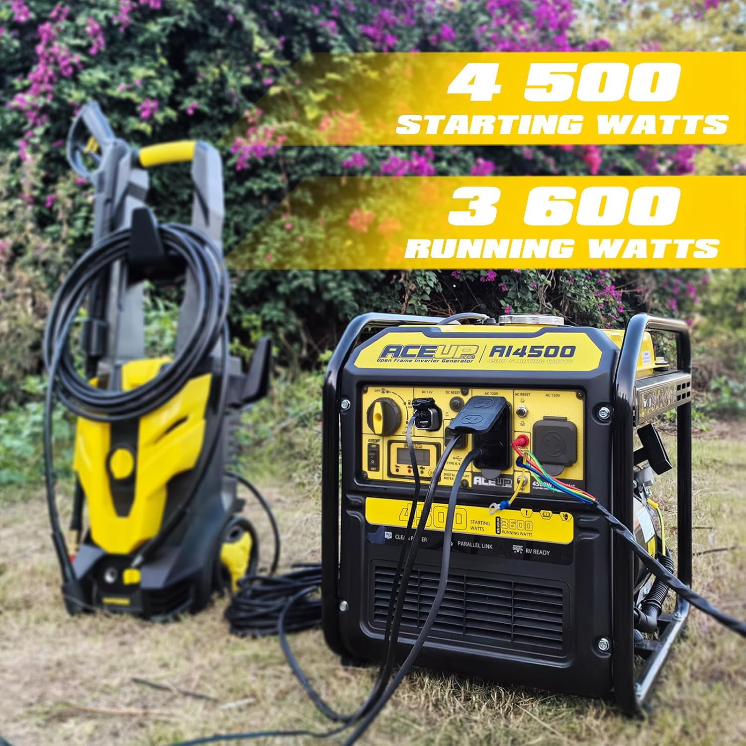 Aceup Energy 4500 Watt Portable Inverter Generator (Gas Powered, 223CC, RV-Ready, EPA Compliant) 850i1