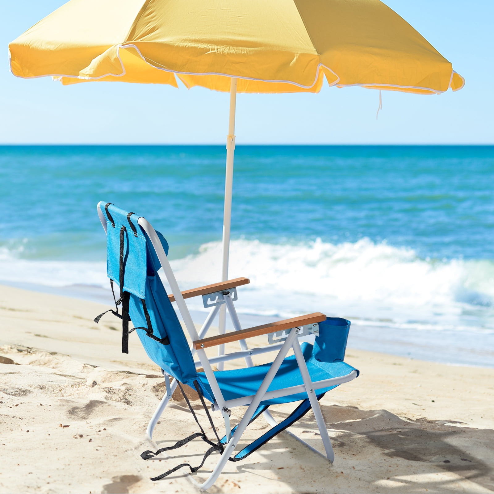 UBesGoo Portable Backpack Beach Chair Folding Recliner Lounge (Blue, 220 lb Capacity) wb17n