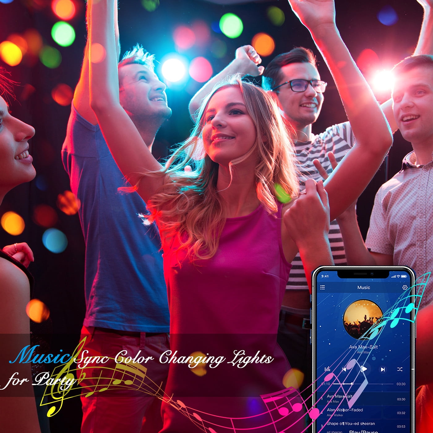 DAYBETTER LED Strip Lights, RGB Color Changing Lights with App and Remote Control, Music Sync for Bedroom and Party Decor (100 ft) awqpl