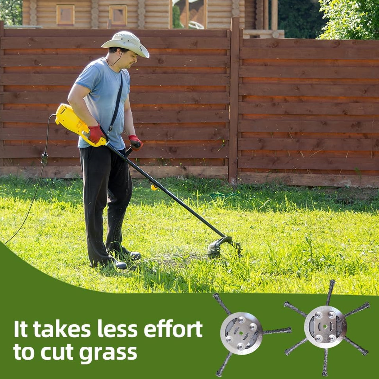 LINMOUA Universal Steel Wire Trimmer Head Heavy-Duty Weed Brush Cutter (Silver, 6 in, 3 Pack) f64ut