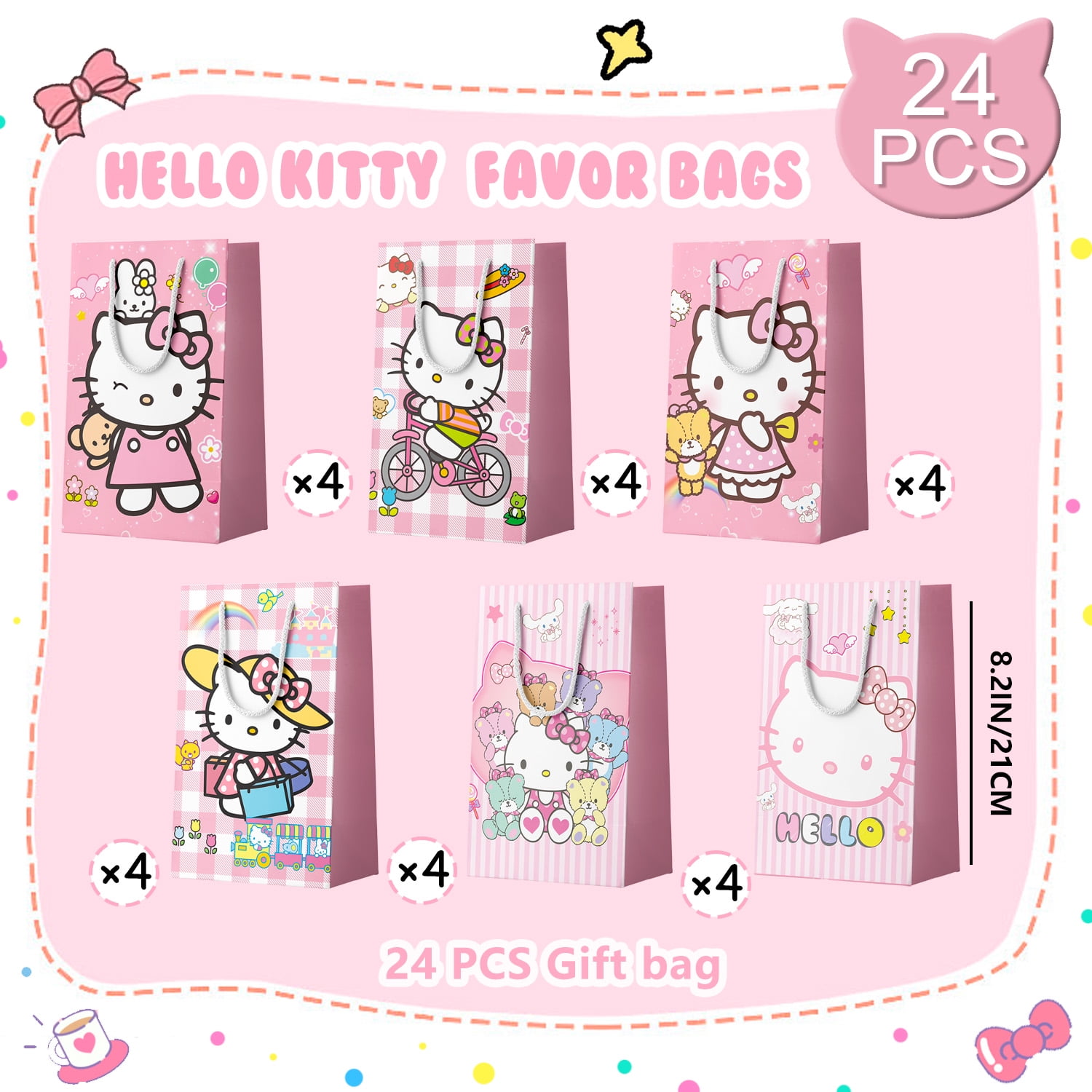 Partebloon Hello Kitty Party Favor Bags (Pink, 24 Pack) gi2u2