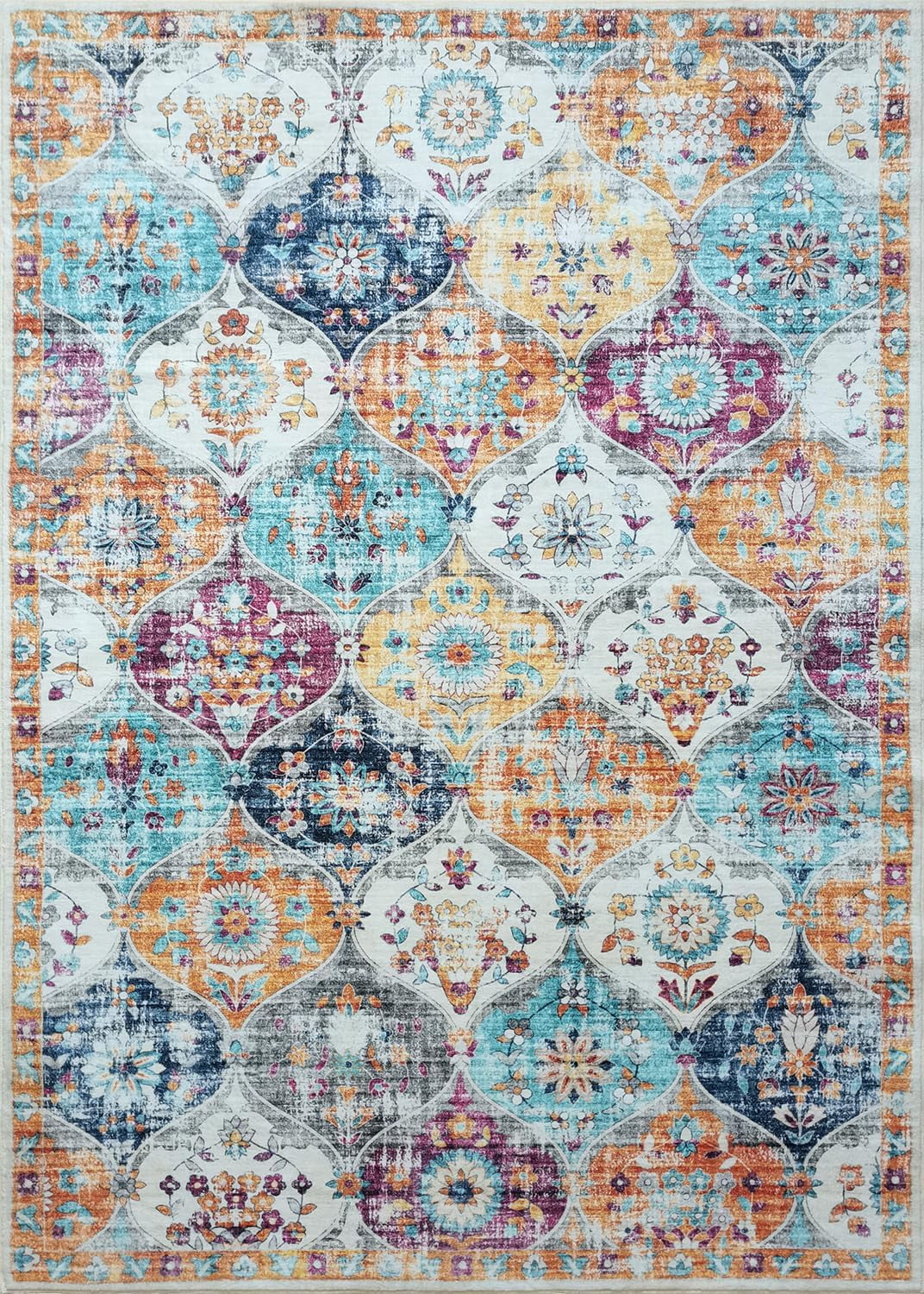 METSAVAIM Moroccan Area Rug, Ultra Soft Non-Slip Floor Carpet for Living Room and Bedroom (Pink, 8 ft x 10 ft) 94mxb