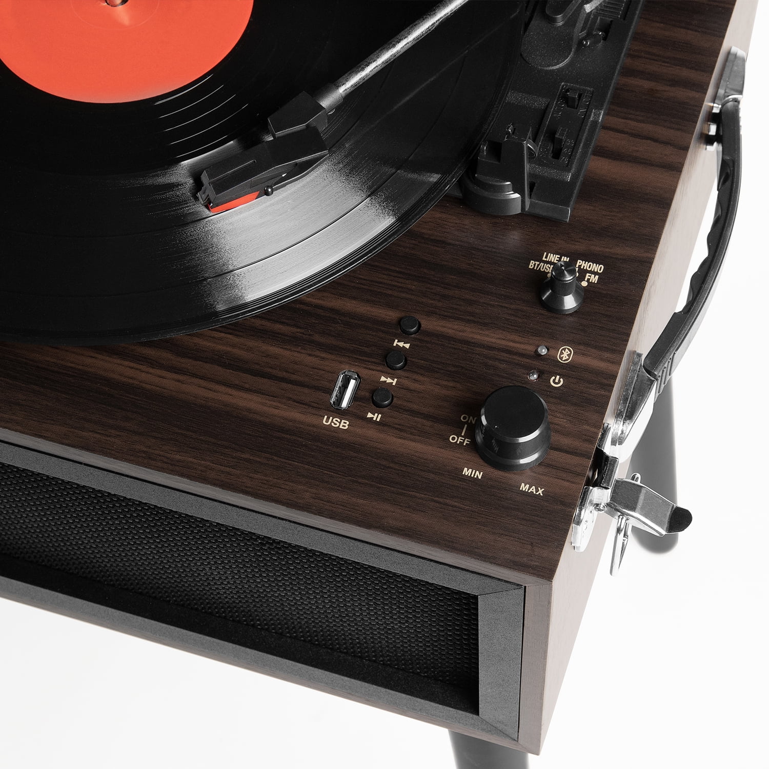 Victrola Liberty Bluetooth Record Player 3-Speed Turntable with Stand (Brown, 17.1 in x 15.7 in x 11 in) 7dp6p