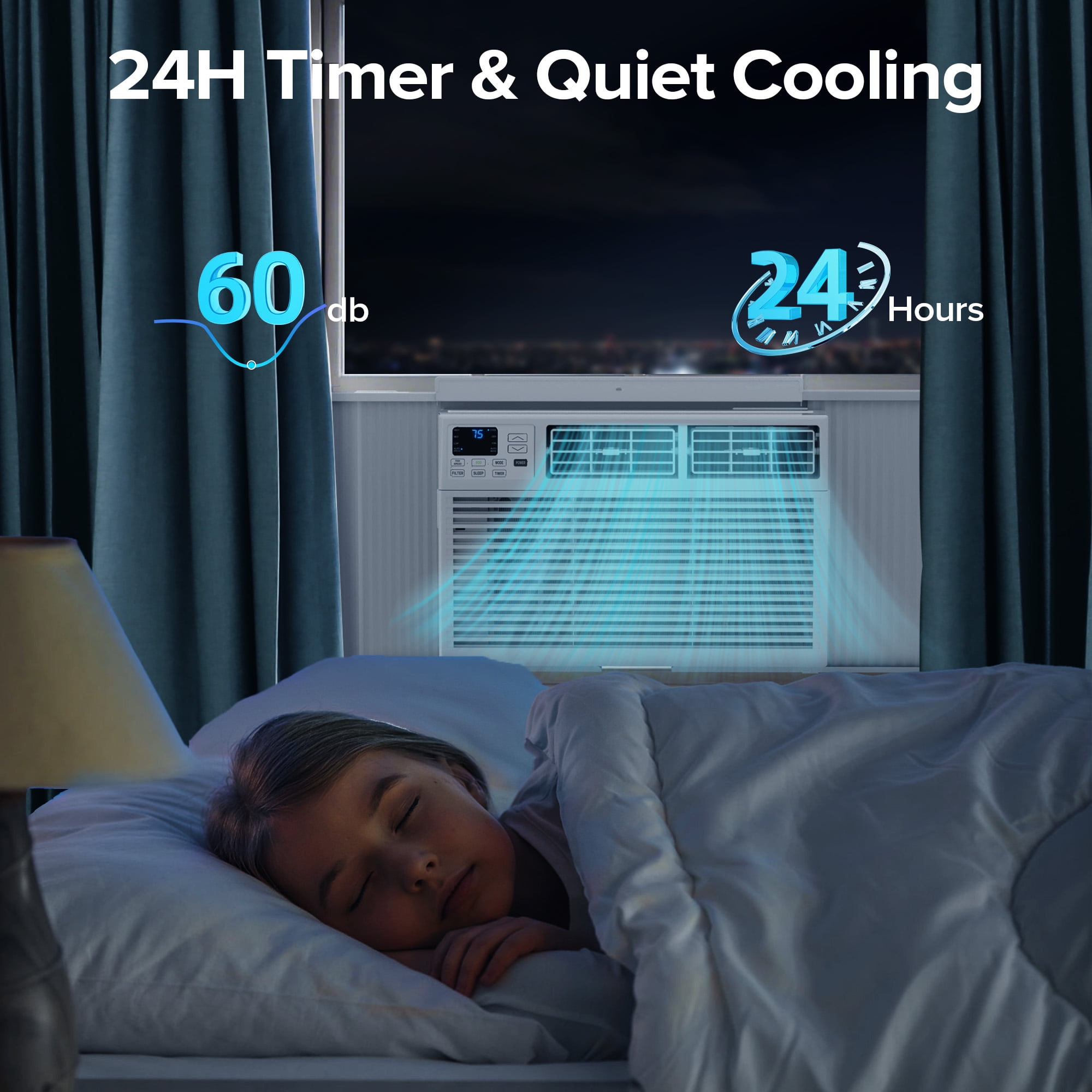 KissAir 14,000 BTU U-Shaped Window Air Conditioner with Remote Control (White, 700 Sq.ft) viya4
