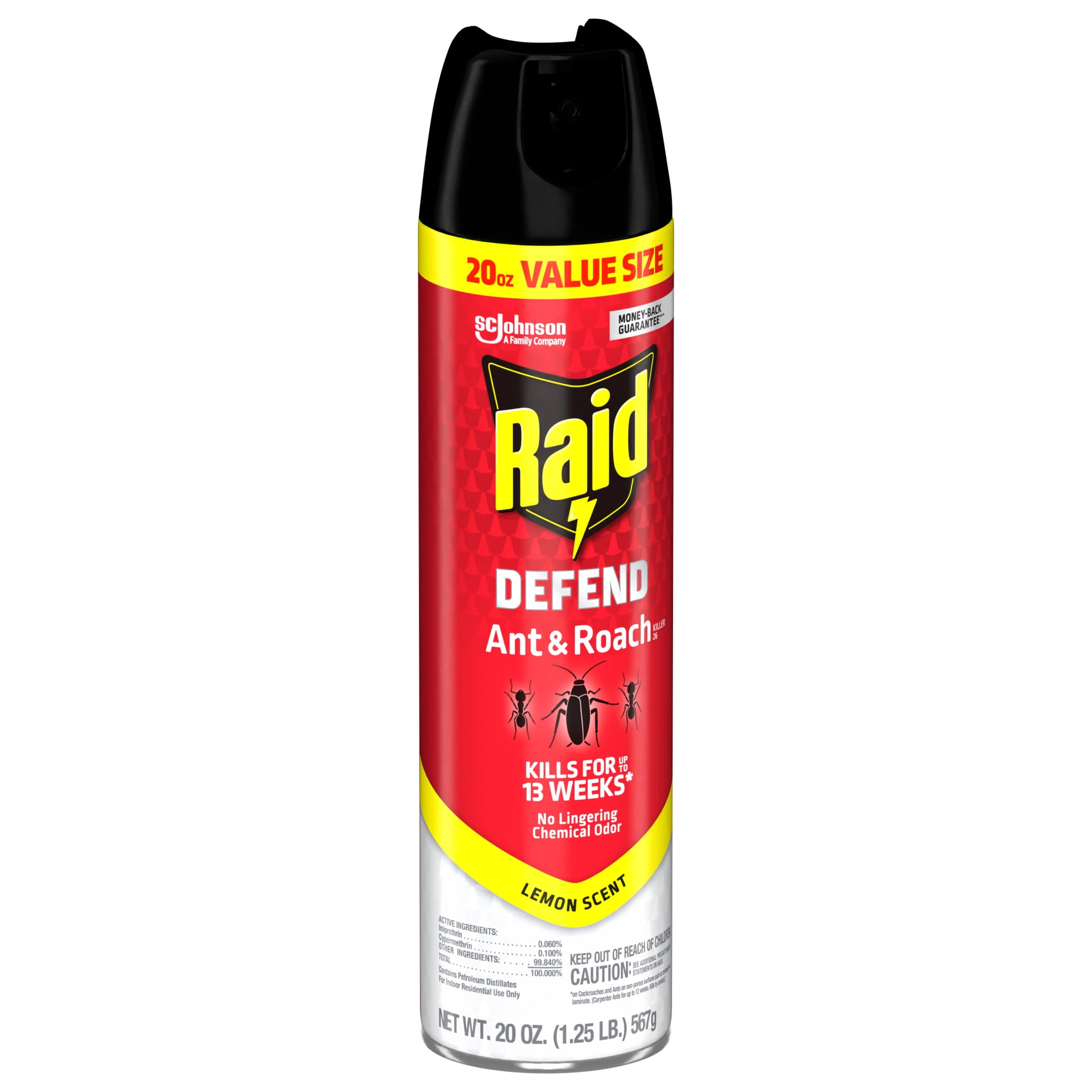 Raid Ant & Roach Killer Indoor Insecticide Spray with Residual Protection (Lemon Scent, 20 oz) 76fo0