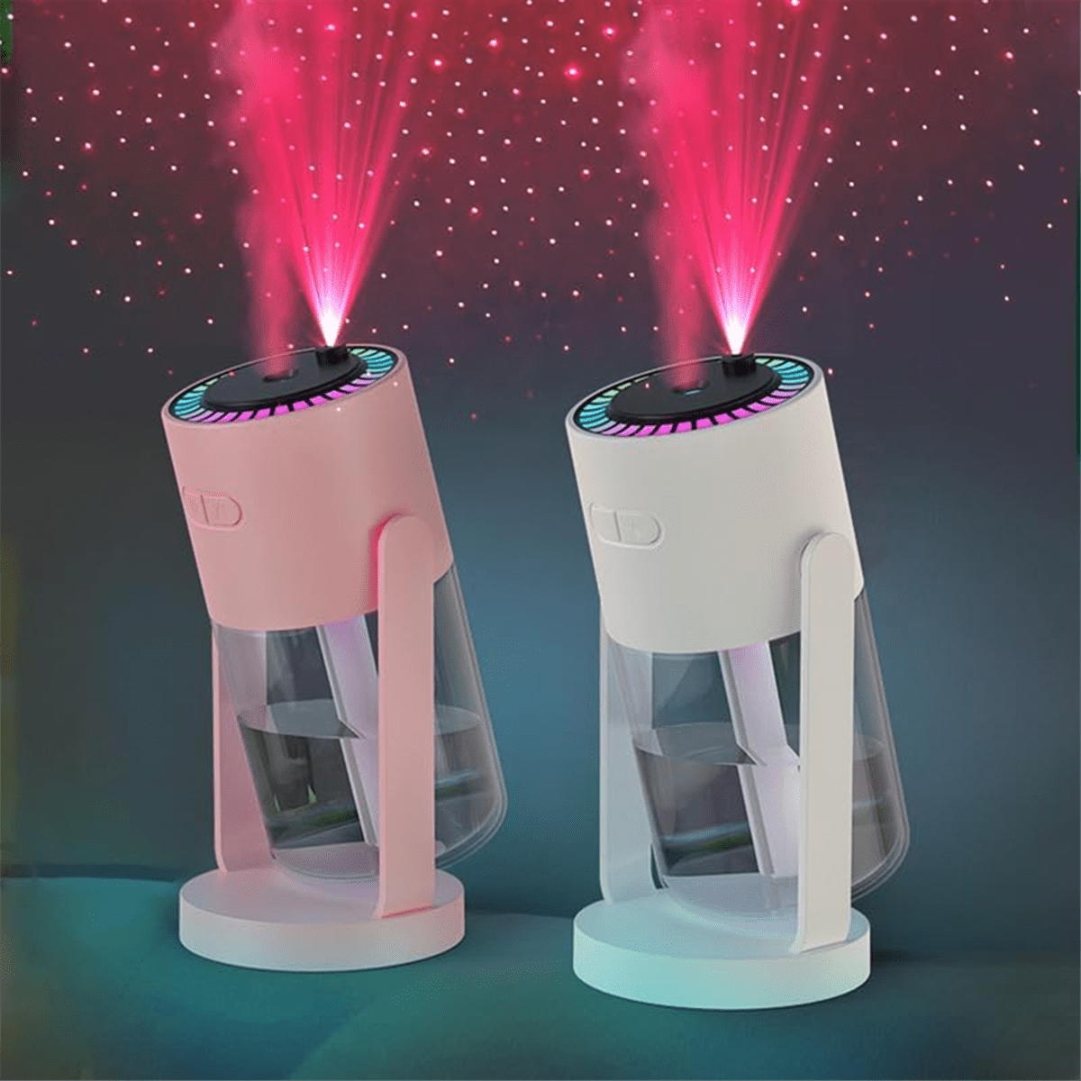 XINGYUN Mini Humidifier with Starry Sky Projection, USB Desktop Personal Humidifier for Office and Bedroom (White, 10 fl oz) 849i4