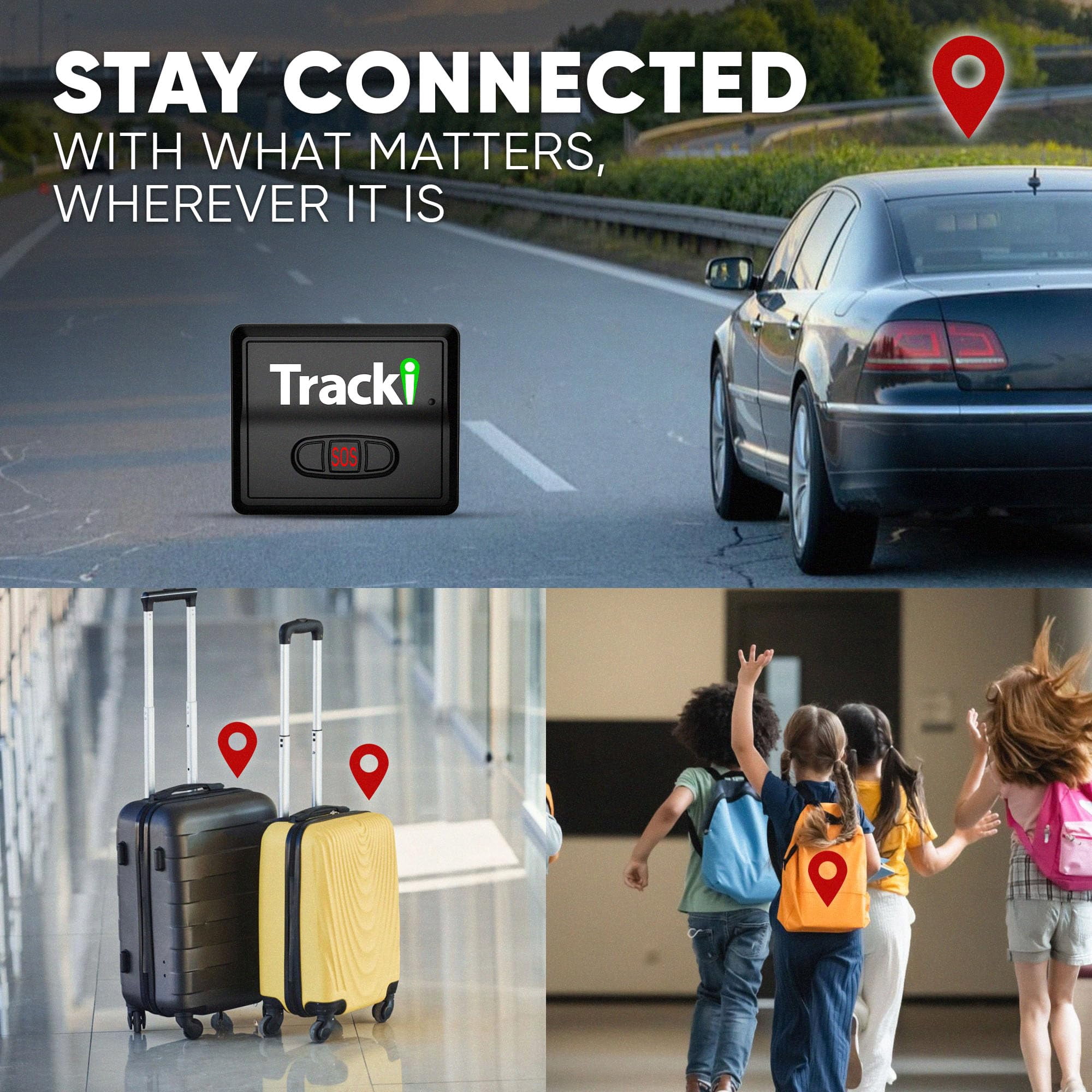 Tracki Magnetic GPS Tracker for Vehicles, 4G LTE Real-Time Tracking Device (Black, 1.26 oz) tdyp8