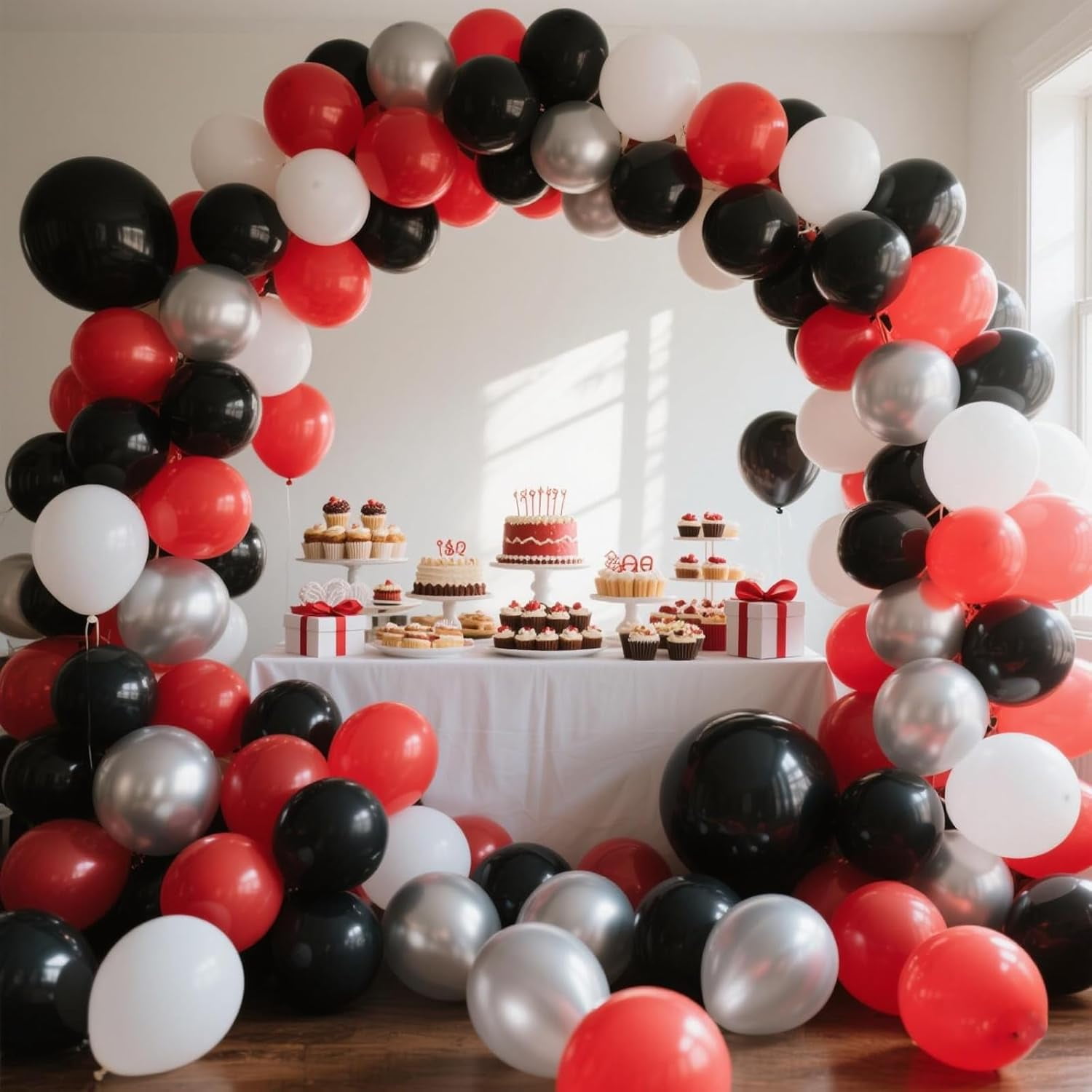 Party Decor Balloon Garland Arch Kit (Red, Black, White, 412 Pieces) fdnff