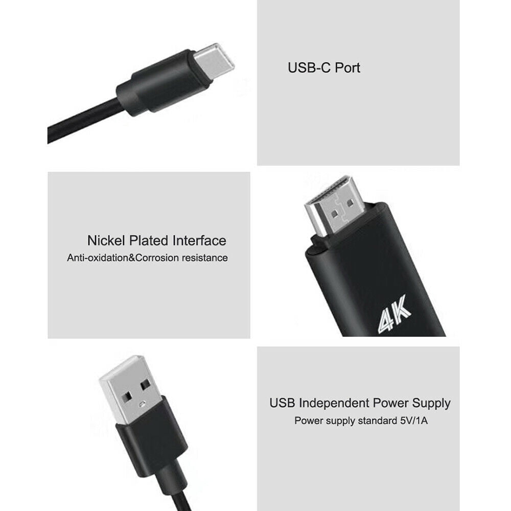UZID USB-C to 4K HDMI Adapter for iPad 10.9 in and 11 in (2022-2025) Video Display Converter with Charging Port d96j6