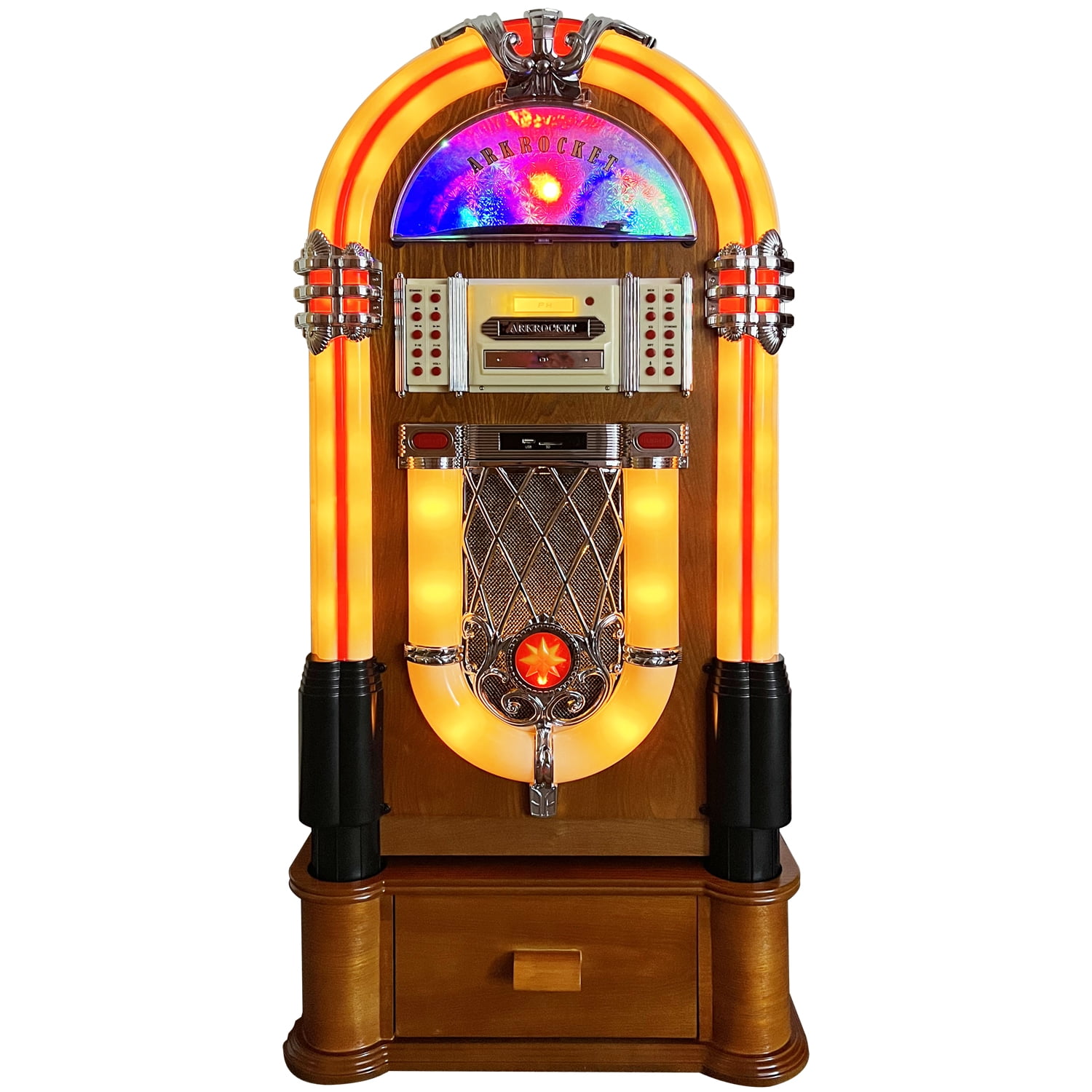 Arkrocket Taurus Retro Bluetooth Jukebox Turntable with CD Player and FM Radio (Beige) ar8sl