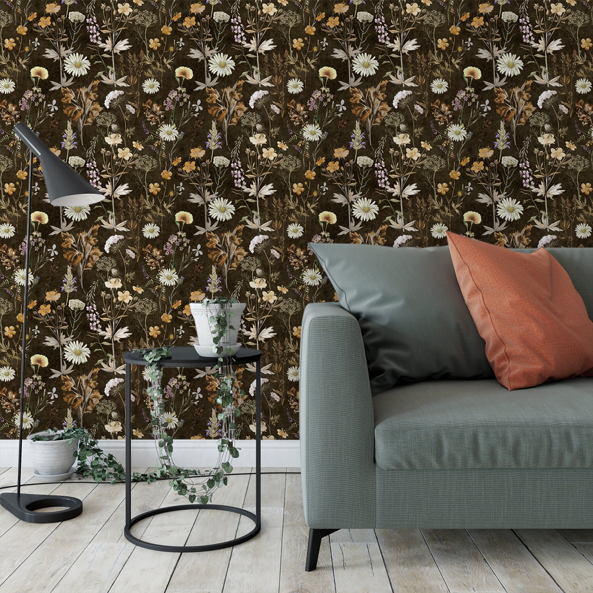 UMIGGEE Floral Retro Peel and Stick Wallpaper, Removable Self-Adhesive Wall Covering for Furniture and Home Decor (Multi-color, 17.3-in x 118-in) zqkdc