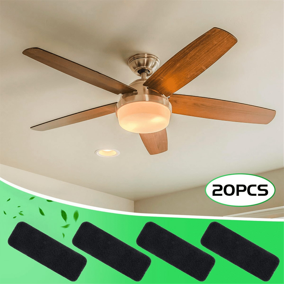 Generic Ceiling Fan Blade Air Purifier Pads (Black, 20 Pack, 9.84 in x 3.54 in) llad6