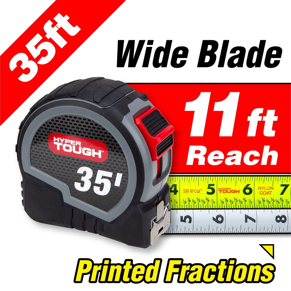 Hyper Tough Wide Blade Steel Tape Measure (Grey, 35 ft) 1tlmu