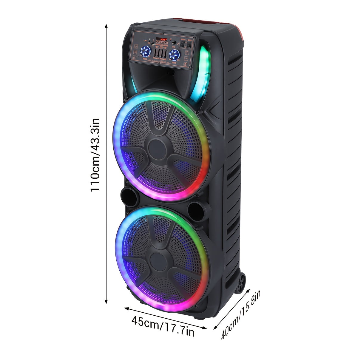 Lohoms Dual 15 in Karaoke Speaker System with 2 Wireless Microphones, Portable Bluetooth Party Box with LED Lighting (Black, 15 in) 3blbz