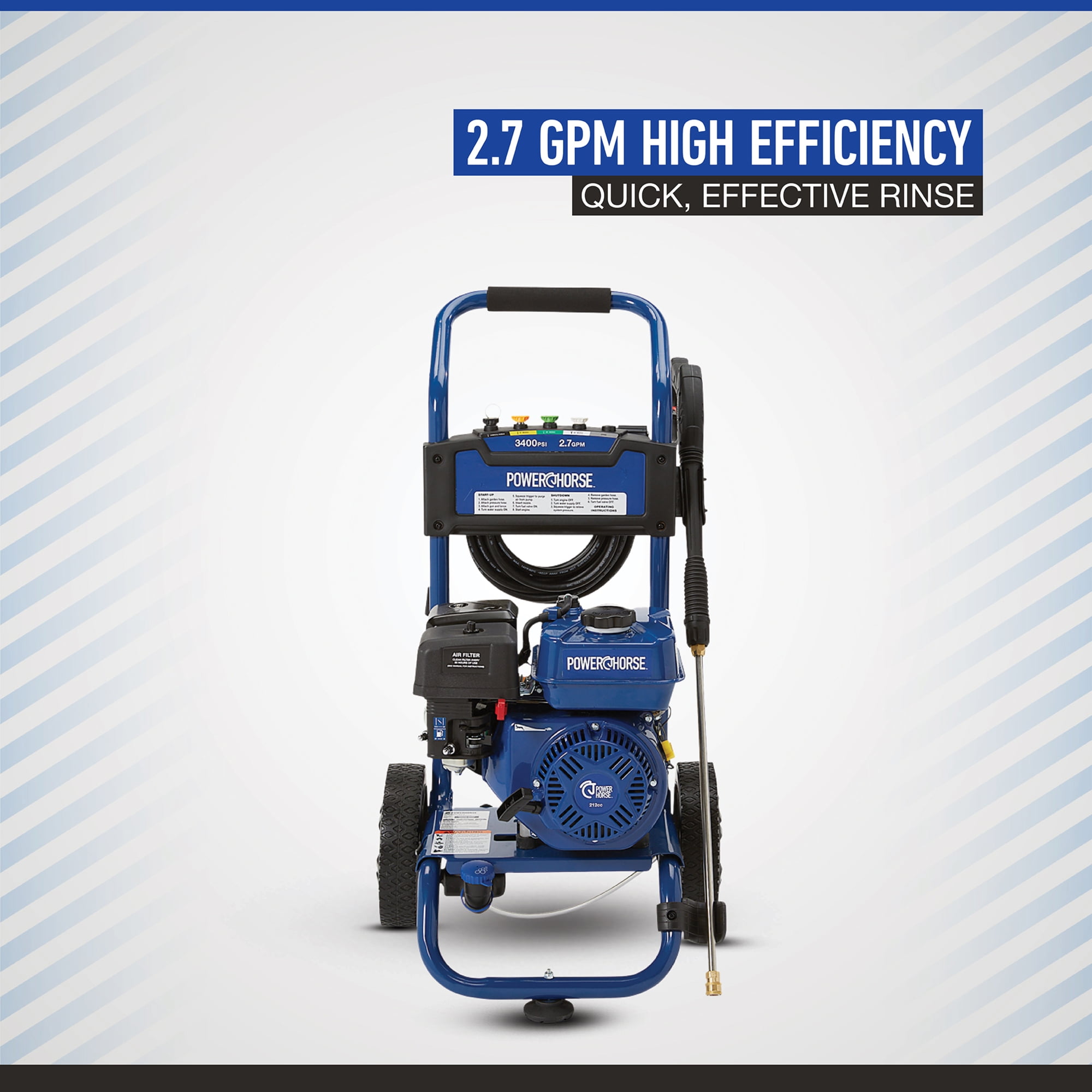 Powerhorse Gas Cold Water Pressure Washer (3400 PSI, 2.7 GPM) 168no