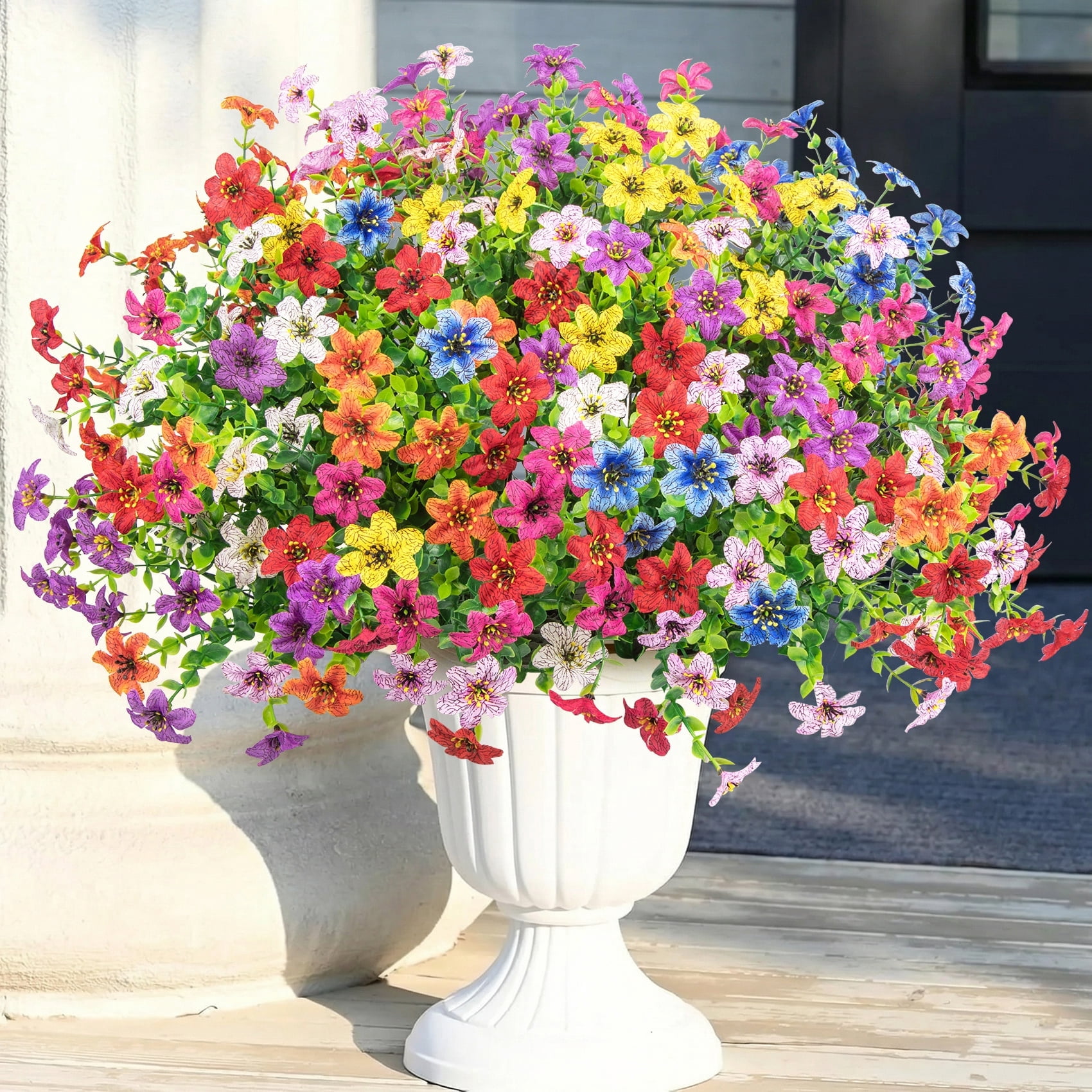 AcerichFad Artificial Silk Flowers for Outdoor Decor, UV-Resistant Faux Plants for Garden and Patio (Multicolor, 24 Bundles, 13.8 in) y9mgd