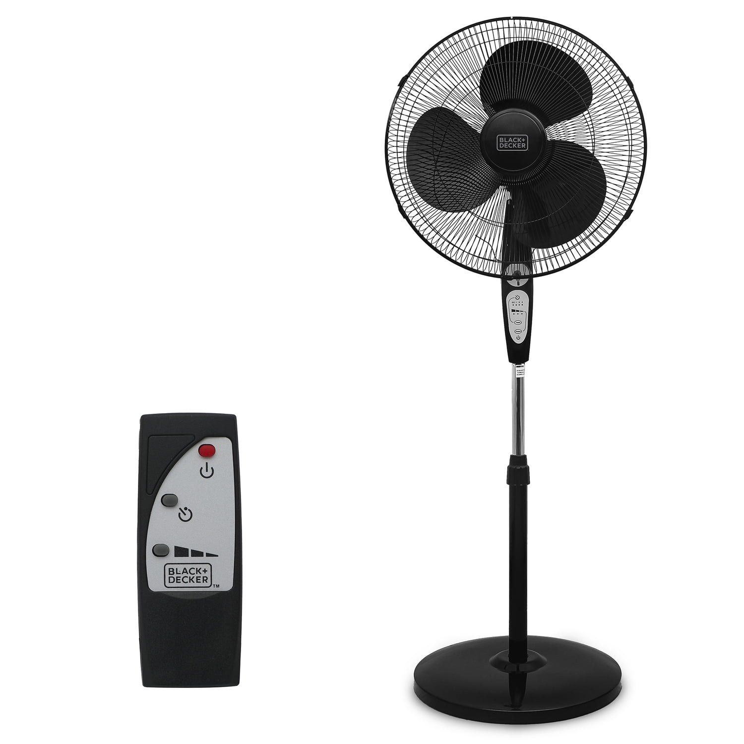 BLACK+DECKER 18-In. 3-Speed Oscillating Stand Fan with Remote (Black, 52 in Height) loeb8