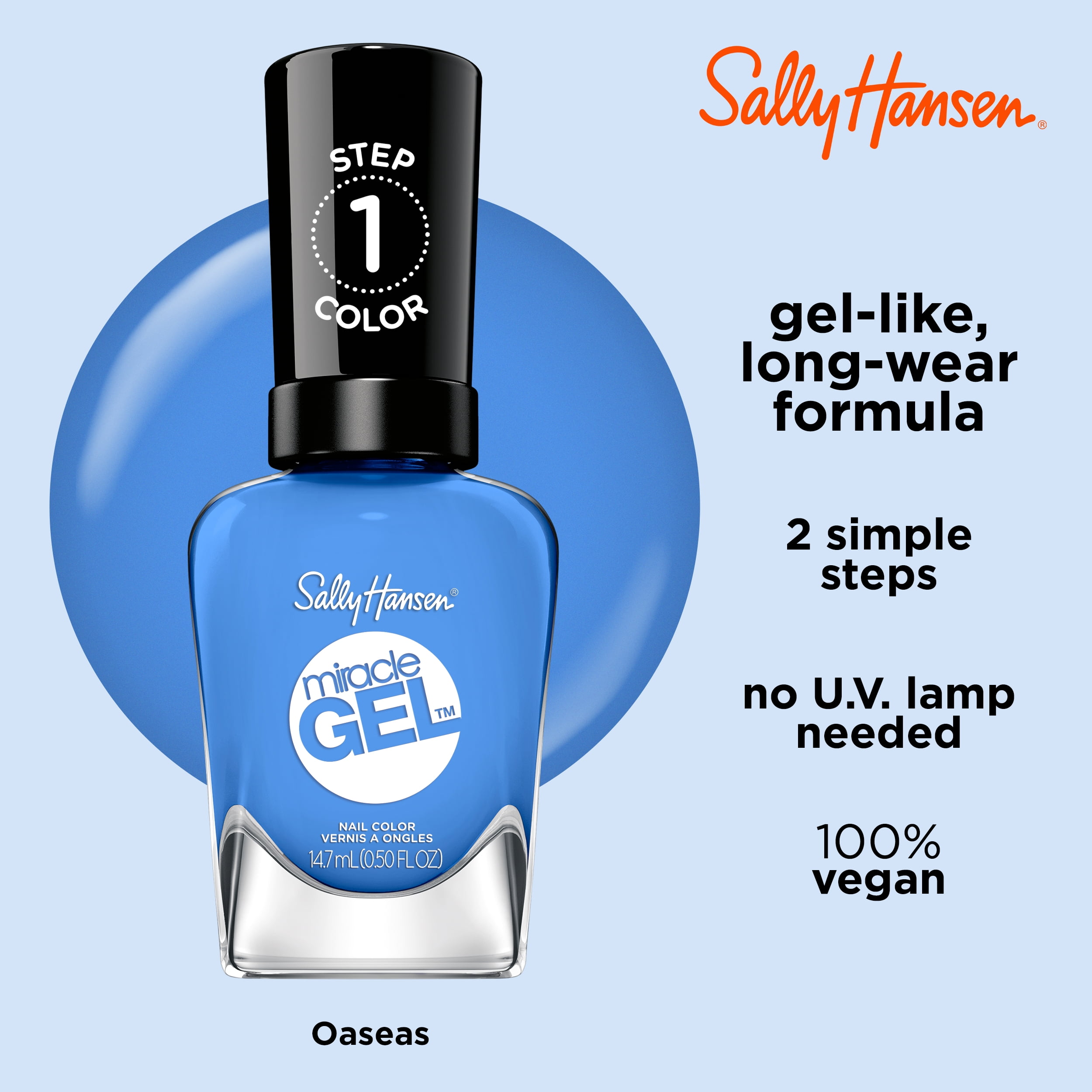 Sally Hansen Miracle Gel Nail Polish, Long-lasting High-shine Finish (Blue, 0.5 fl oz) 7fru1